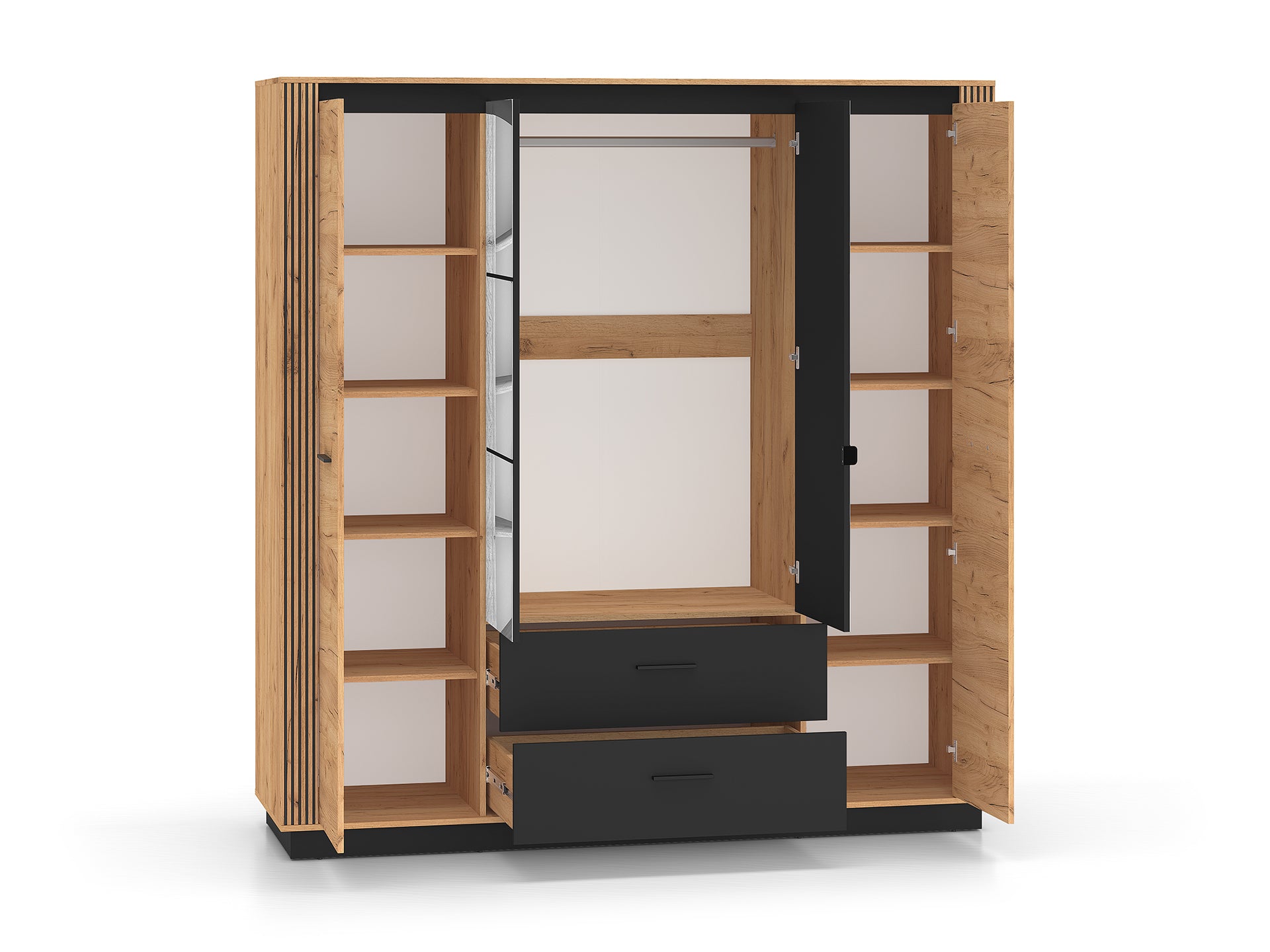 Ensemble Chambre à Coucher – Collection URSEN – 5 Pieces - Élégance Contemporaine en Chêne Craft Or & Noir