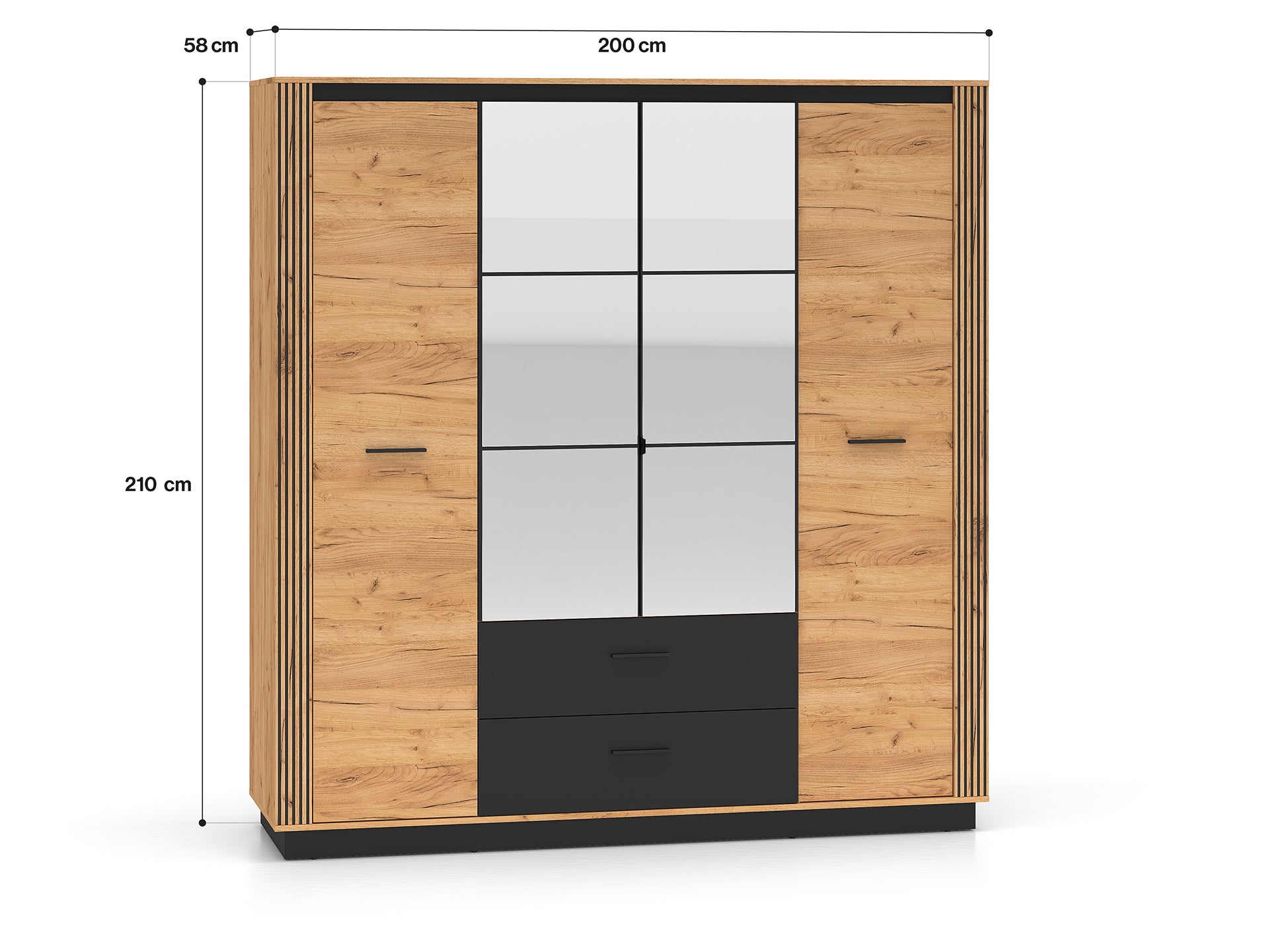 Ensemble Chambre à Coucher – Collection URSEN – 5 Pieces - Élégance Contemporaine en Chêne Craft Or & Noir