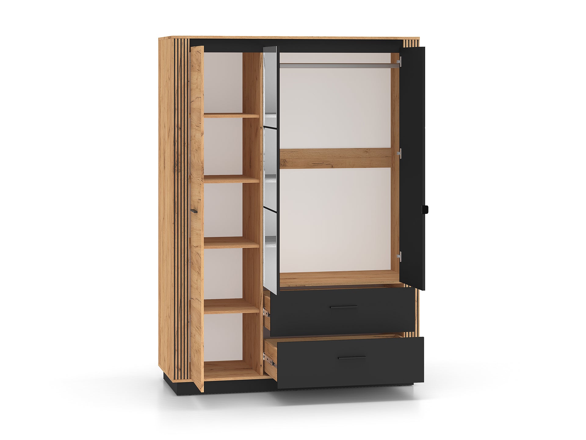Armoire Moderne Chêne Craft Or & Noir – Élégance et Grande Capacité de Rangement