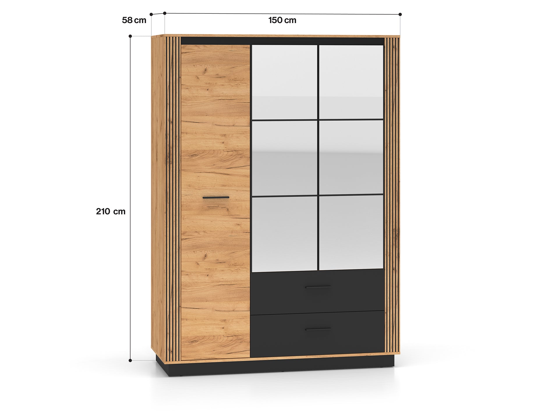 Armoire Moderne Chêne Craft Or & Noir – Élégance et Grande Capacité de Rangement