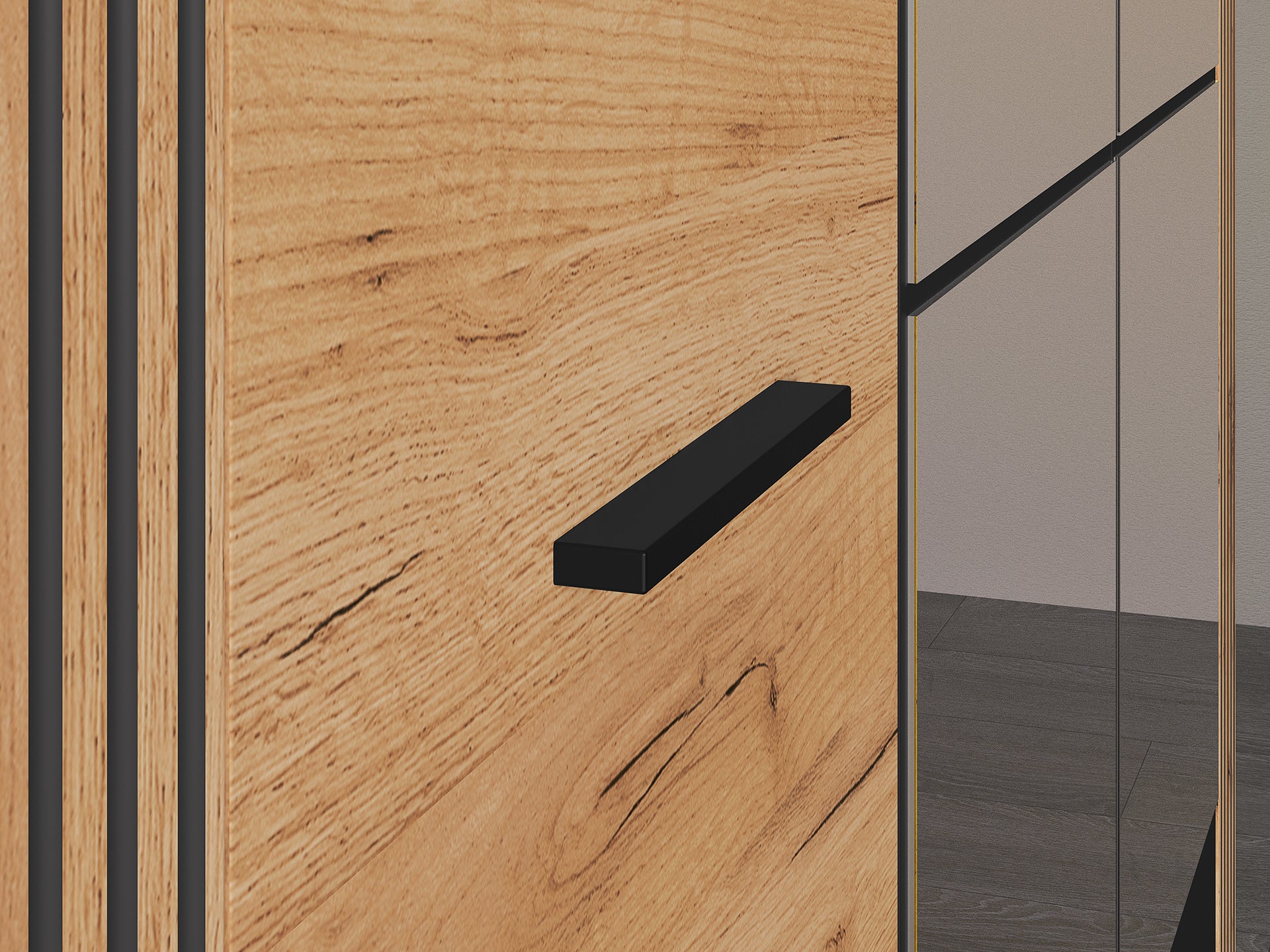 Armoire Moderne Chêne Craft Or & Noir – Élégance et Grande Capacité de Rangement