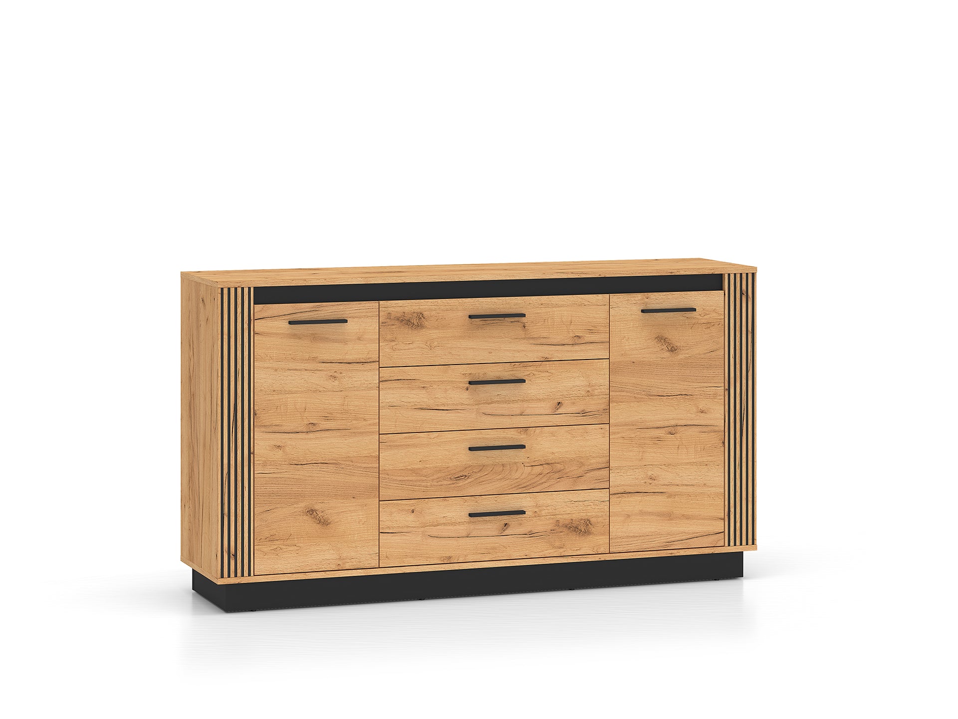 Ensemble Salon – Collection Ursen - 3 Pieces - Chêne Craft Or/Gold et Noir