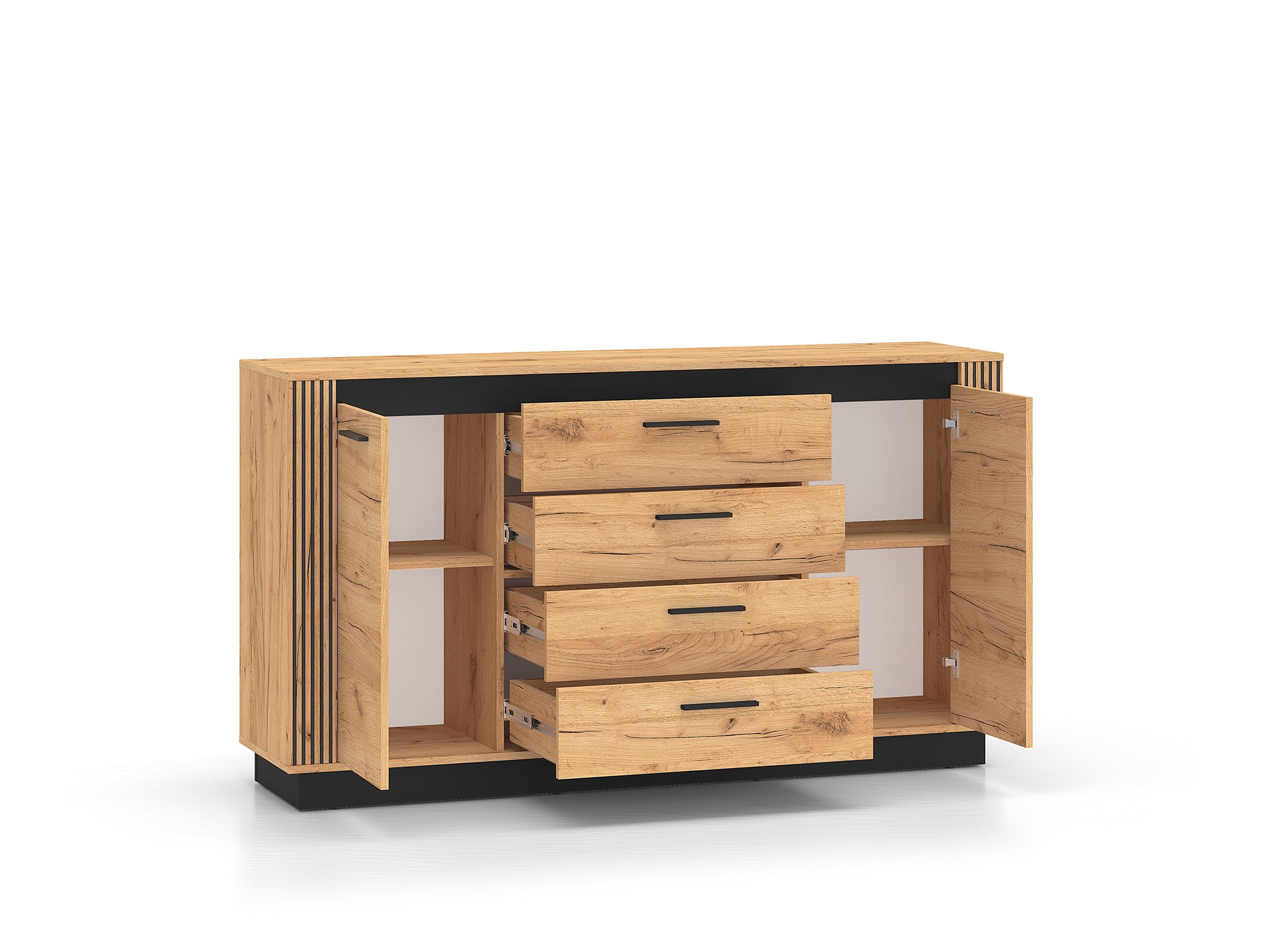 Ensemble Salon – Collection Ursen - 3 Pieces - Chêne Craft Or/Gold et Noir