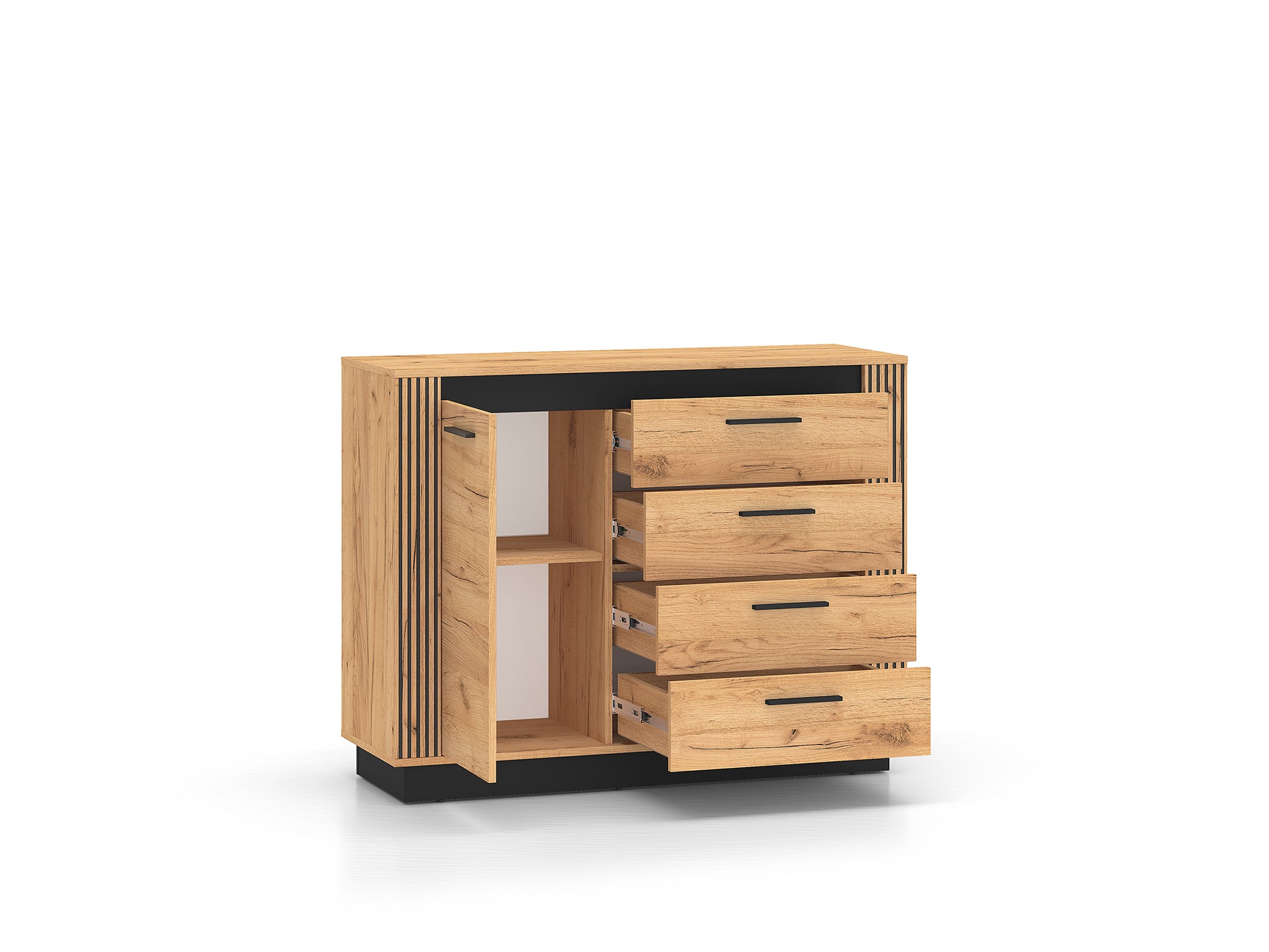Ensemble Chambre à Coucher – Collection URSEN – 5 Pieces - Élégance Contemporaine en Chêne Craft Or & Noir