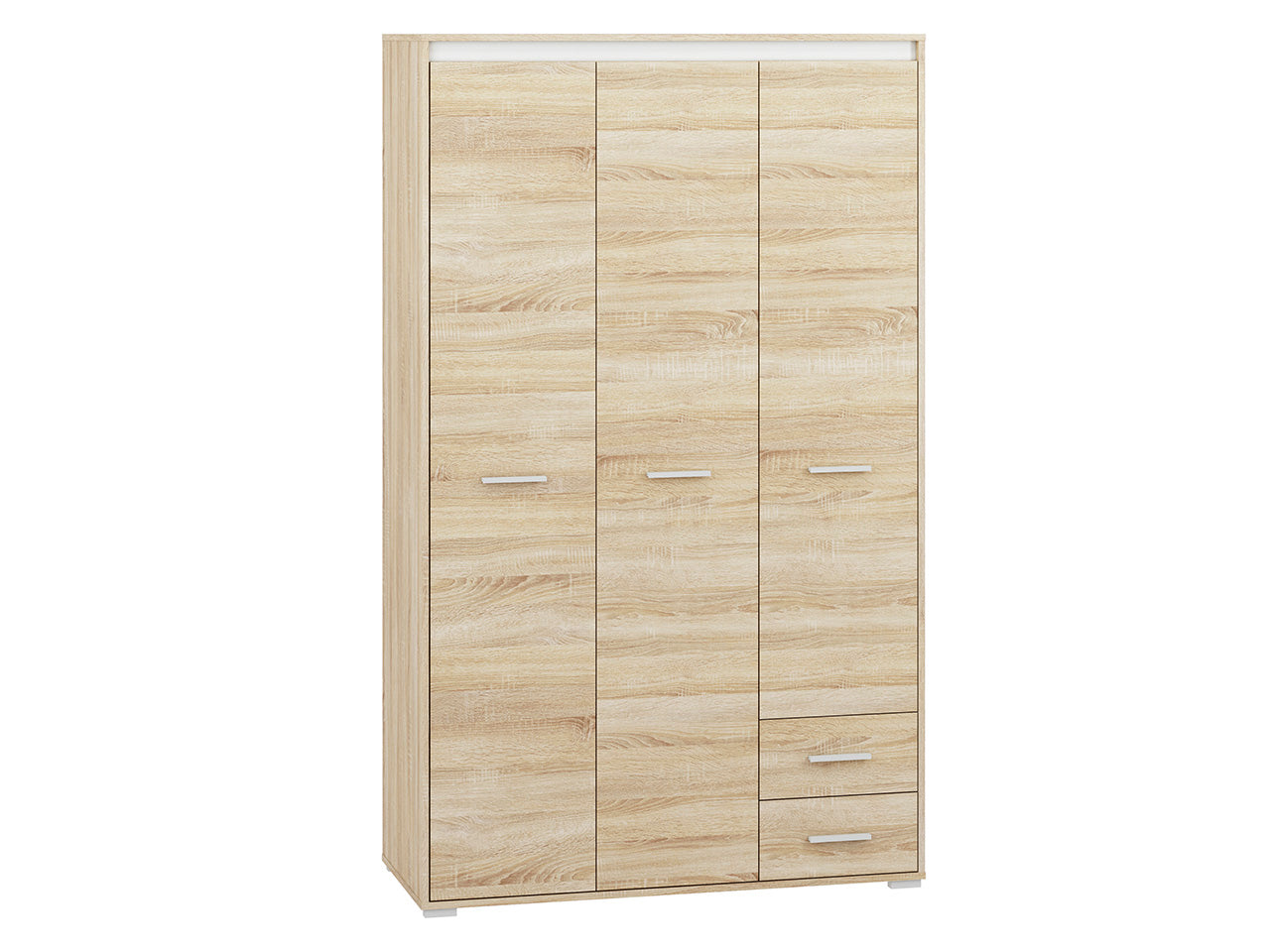 Armoire 3 Portes en Chêne Sonoma Clair avec Insertion Blanche et Anthracite – Grand Rangement, Finition Moderne