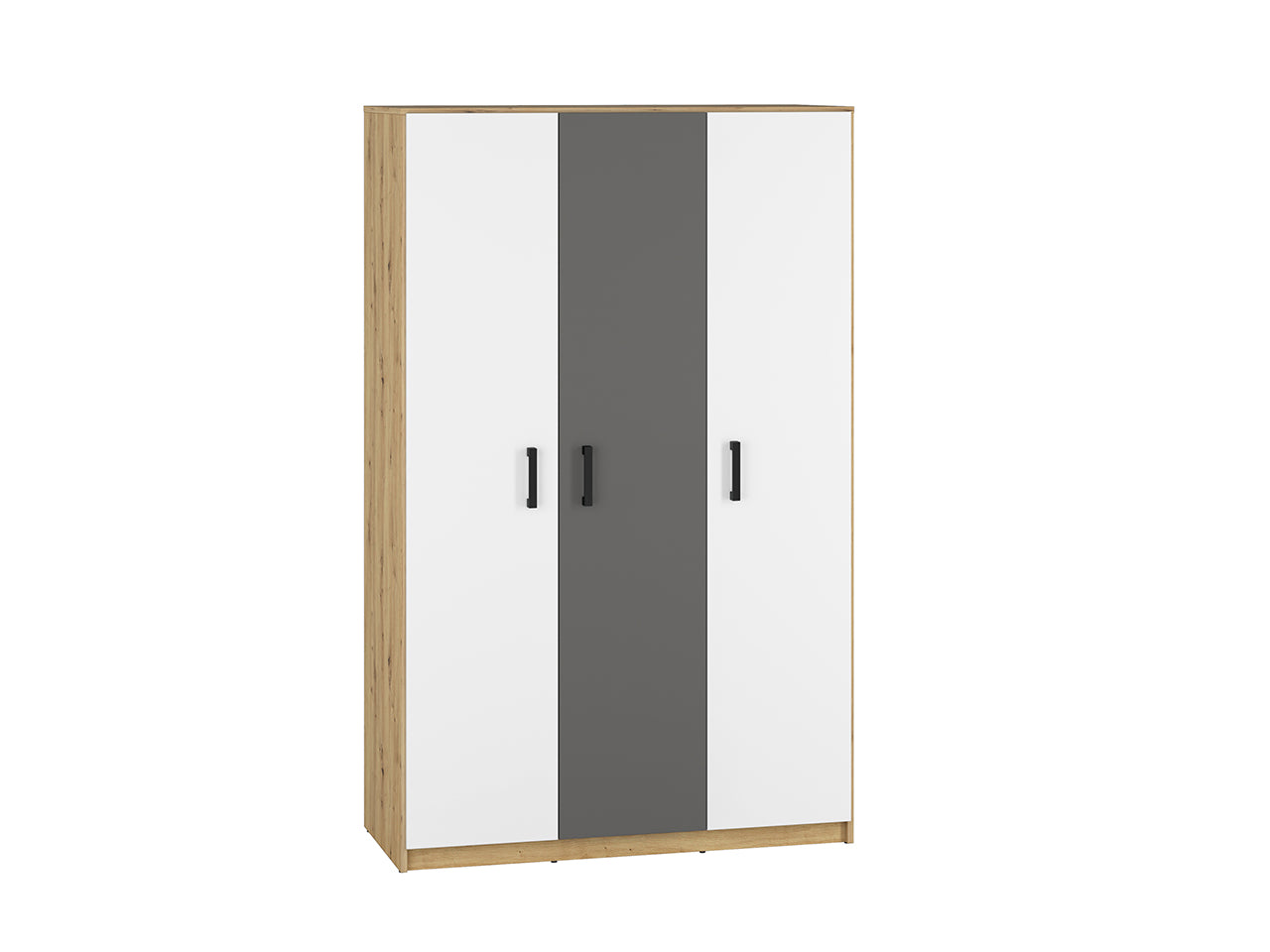 Armoire en Chêne Artisan et MDF Blanc + Anthracite avec Bordure ABS