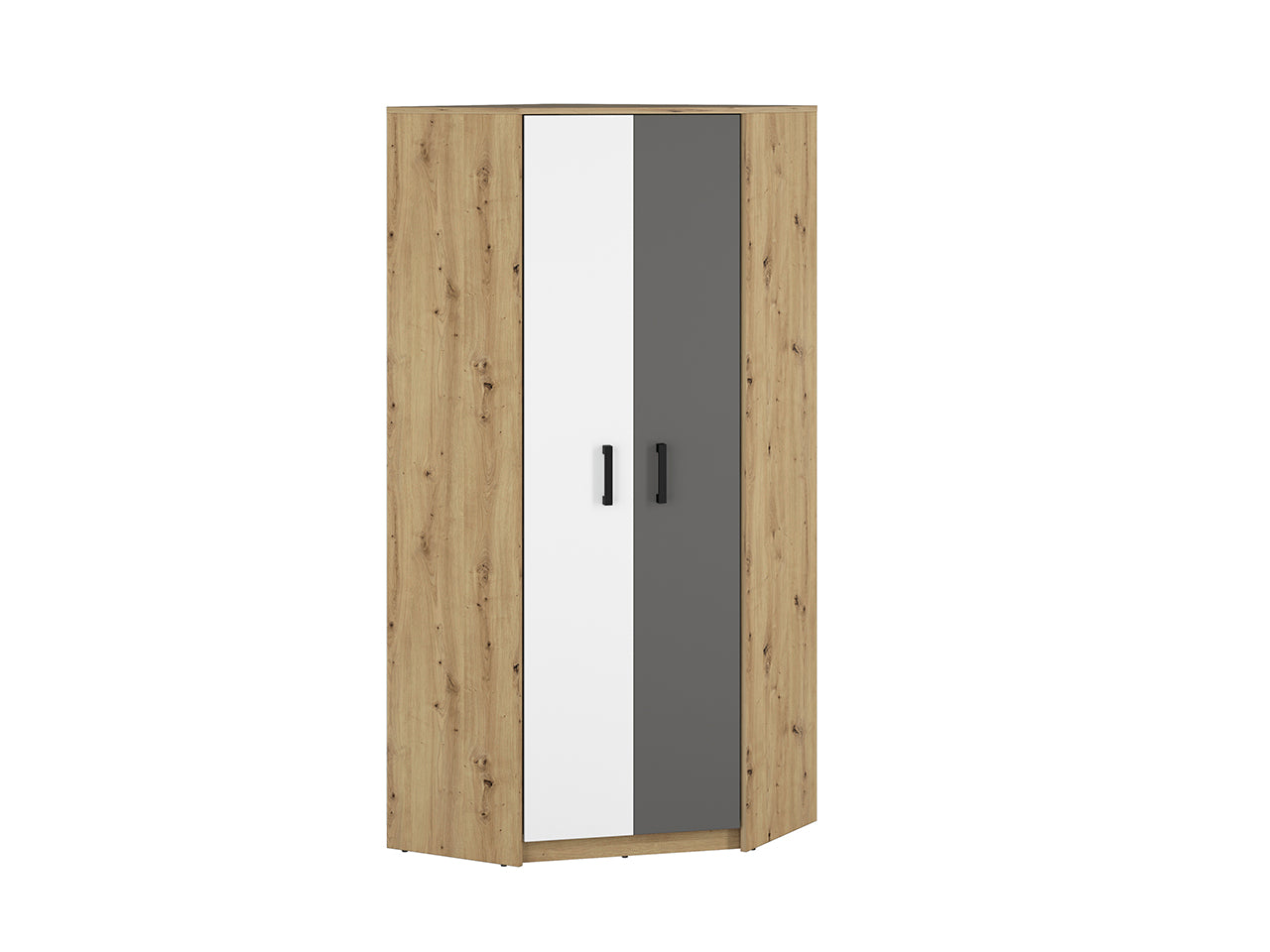 Armoire Moderne en Chêne Artisan et MDF Blanc + Anthracite avec Bordure ABS - Résistante à l'Humidité et aux Rayures, 191 cm