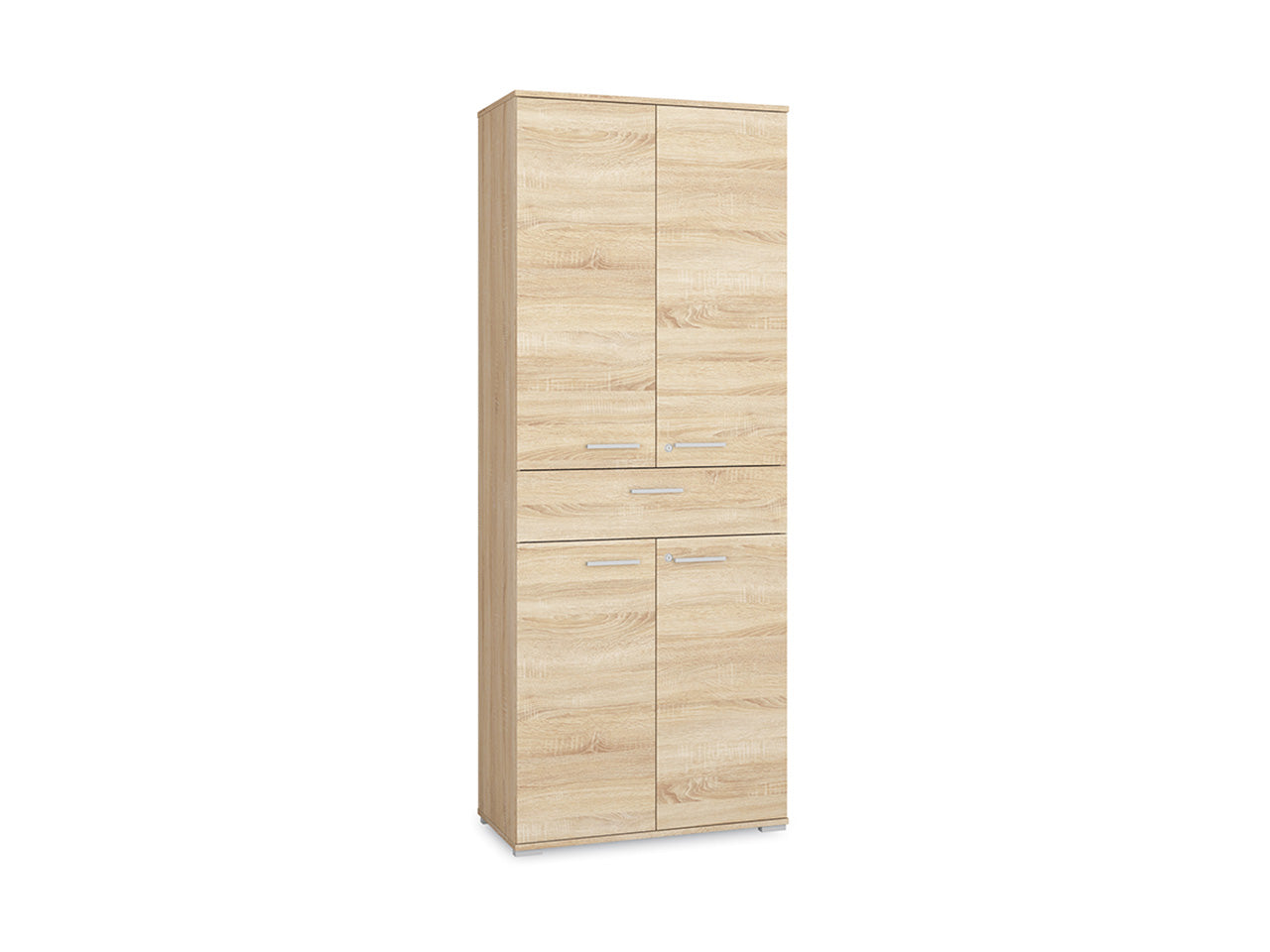 Armoire Moderne avec Serrure Standard - Bordure ABS et Panneau Laminé Résistant aux Rayures et à l'Humidité - Lumière de Sonoma