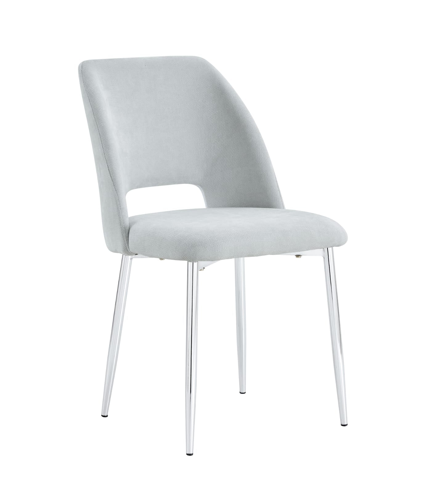 Lot de 4 chaises Mila – Revêtement doudou, velours ou tissu sergé – Pieds métal noir ou chrome