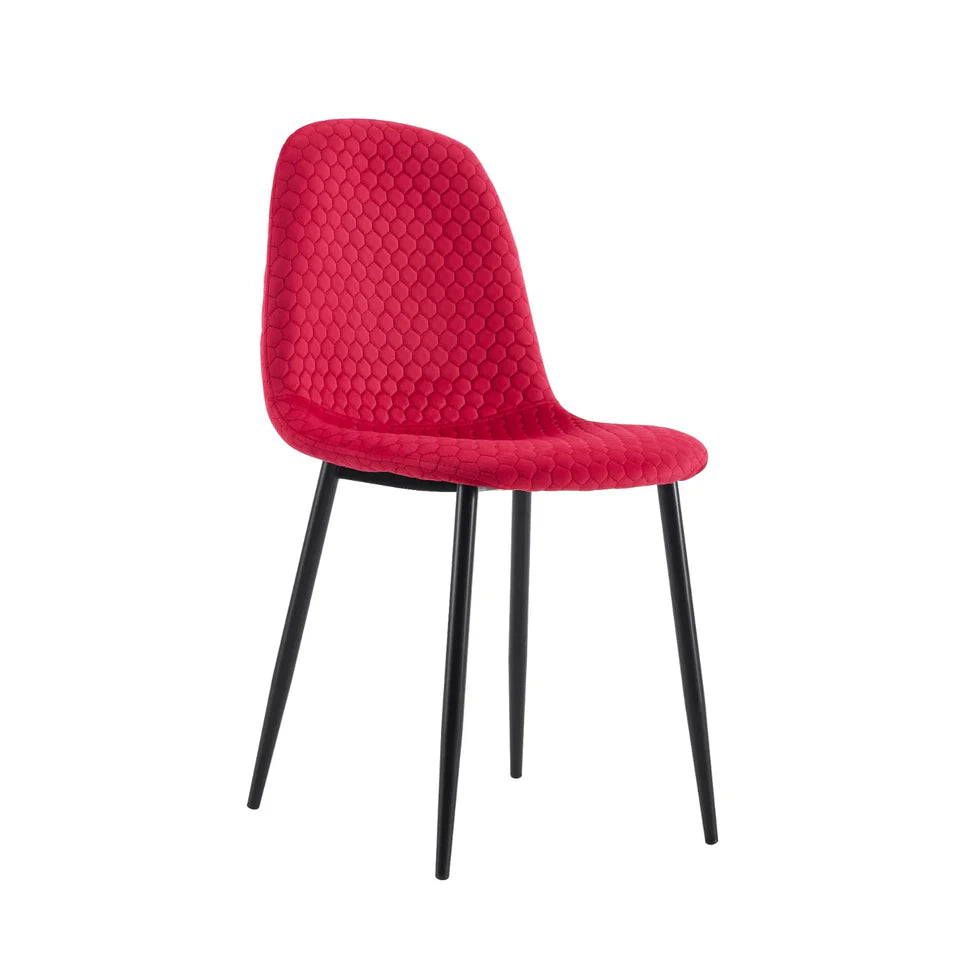 Lot de 4 Chaises – Style scandinave, velours doux et pieds en acier noir