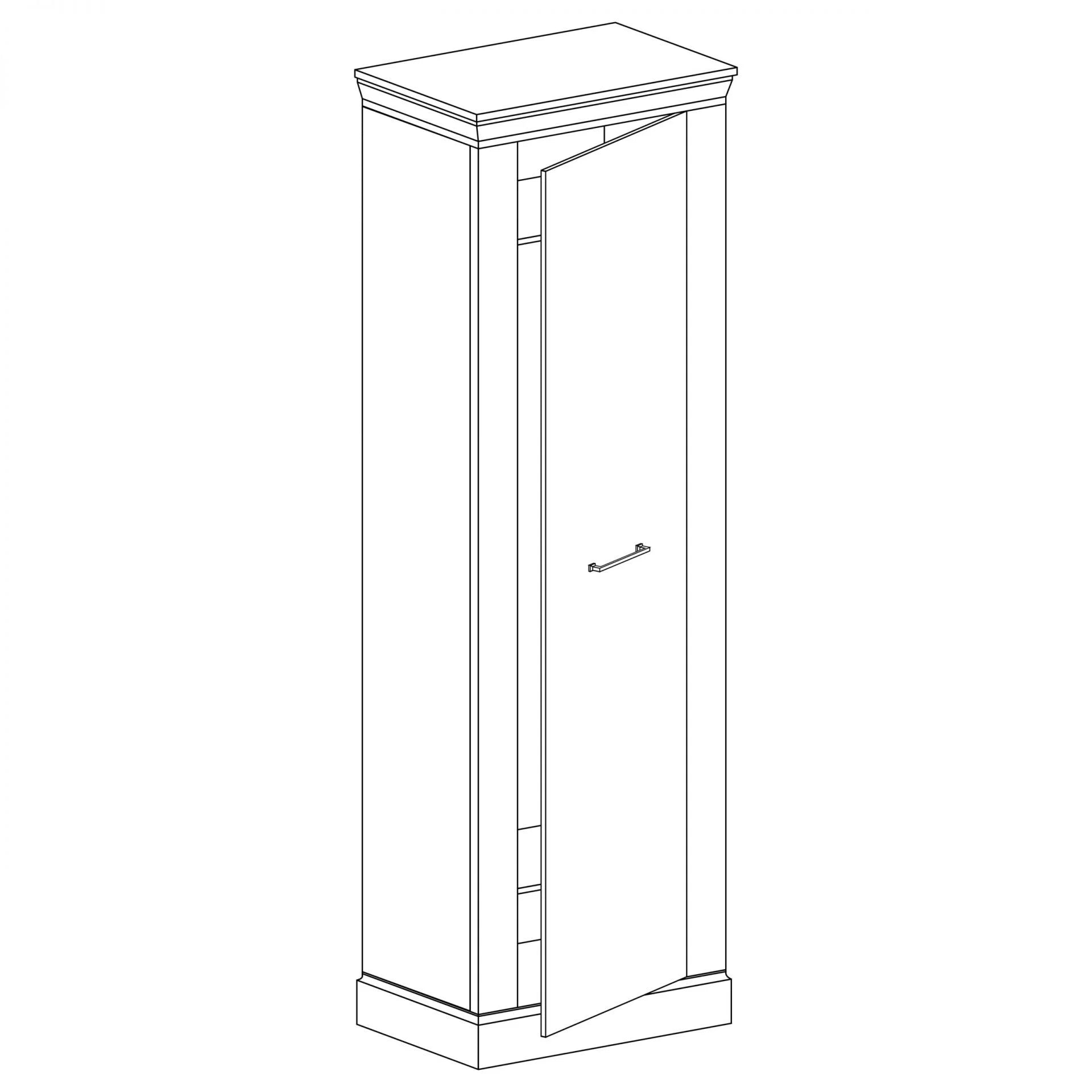 Armoire une porte avec tringle et étagères