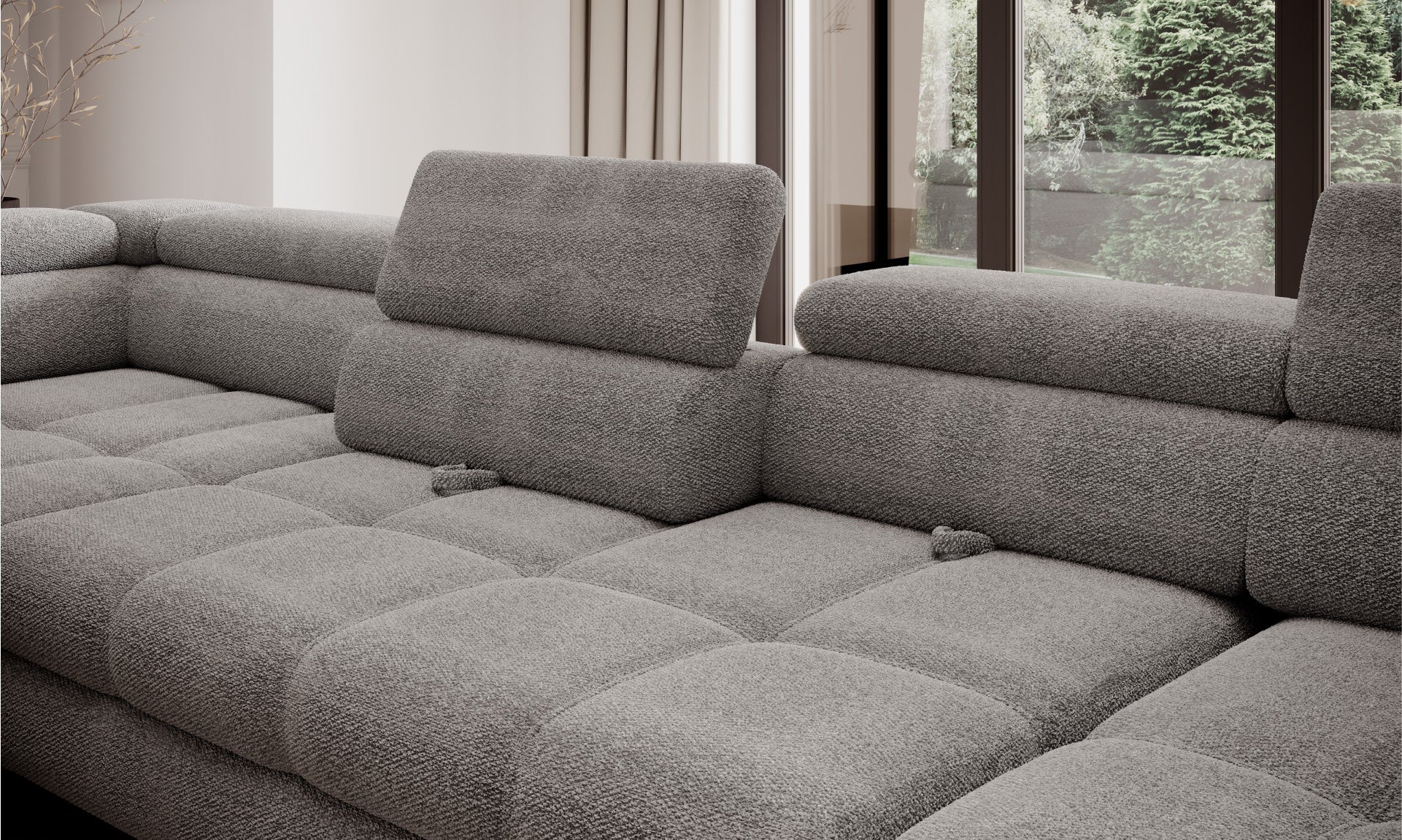 Canapé d'angle XL avec fonction lit et coffre de rangement intégré