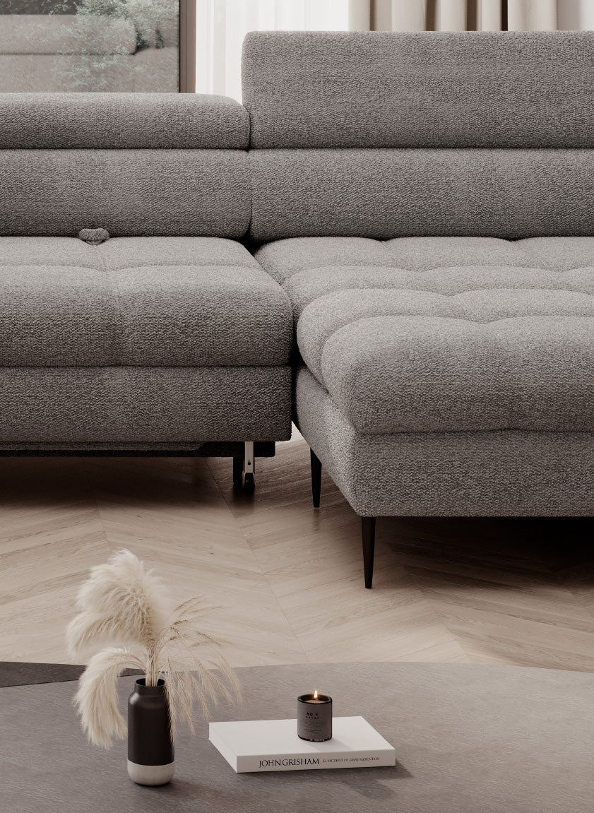 Canapé d'angle XL avec fonction lit et coffre de rangement intégré