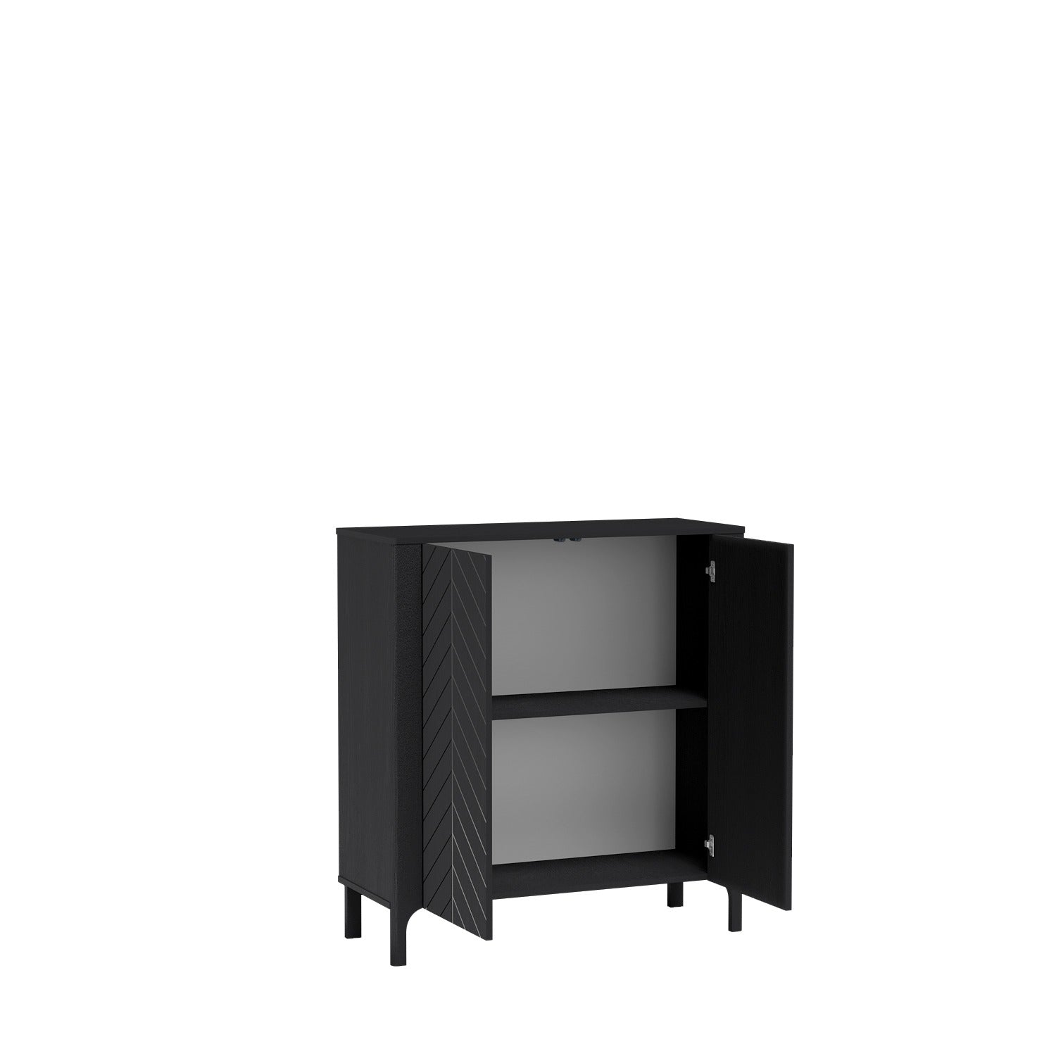 Commode avec Motif à Chevrons et Étagère Spacieuse