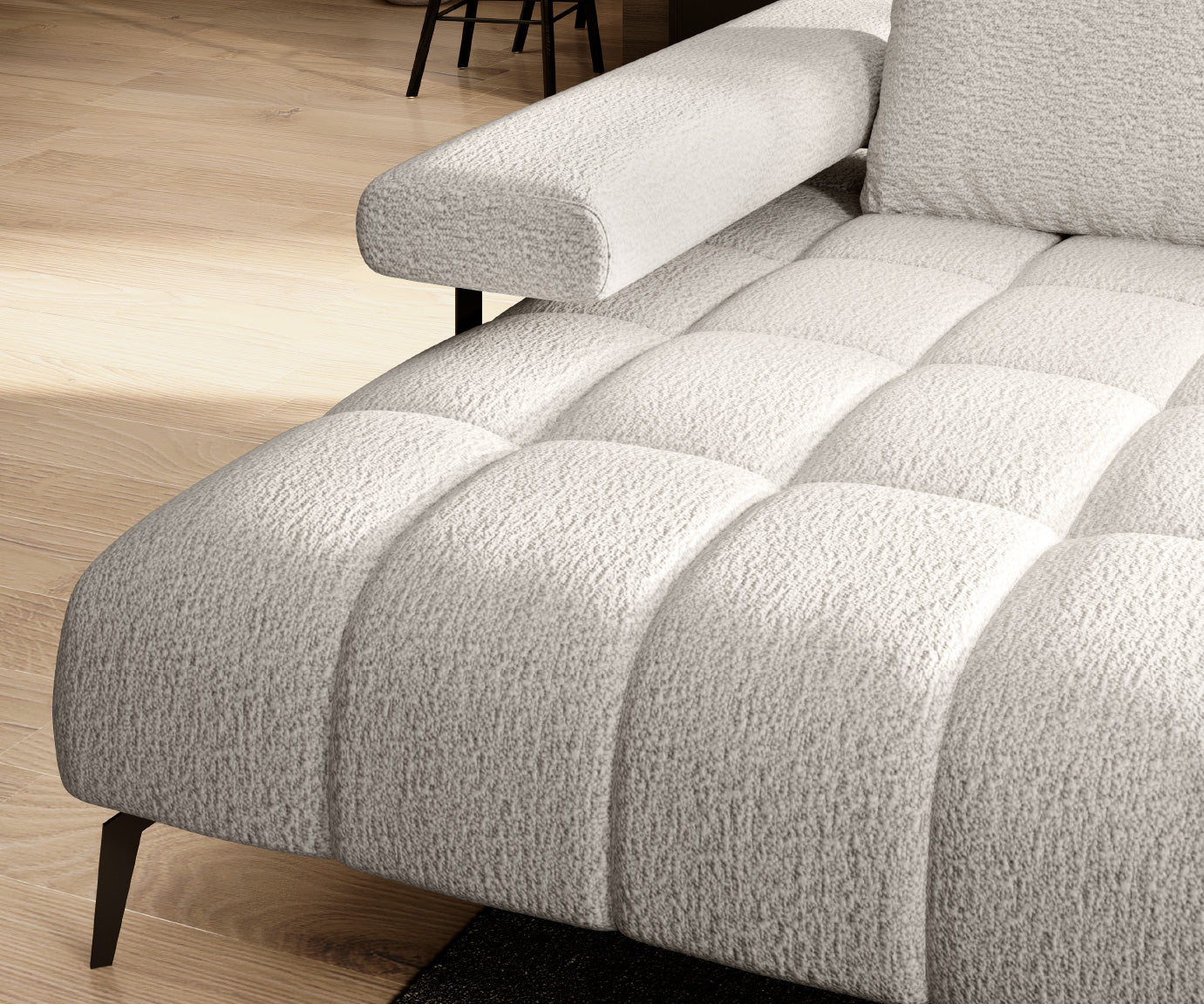 Canapé d’angle moderne avec réglage électrique de la profondeur d’assise