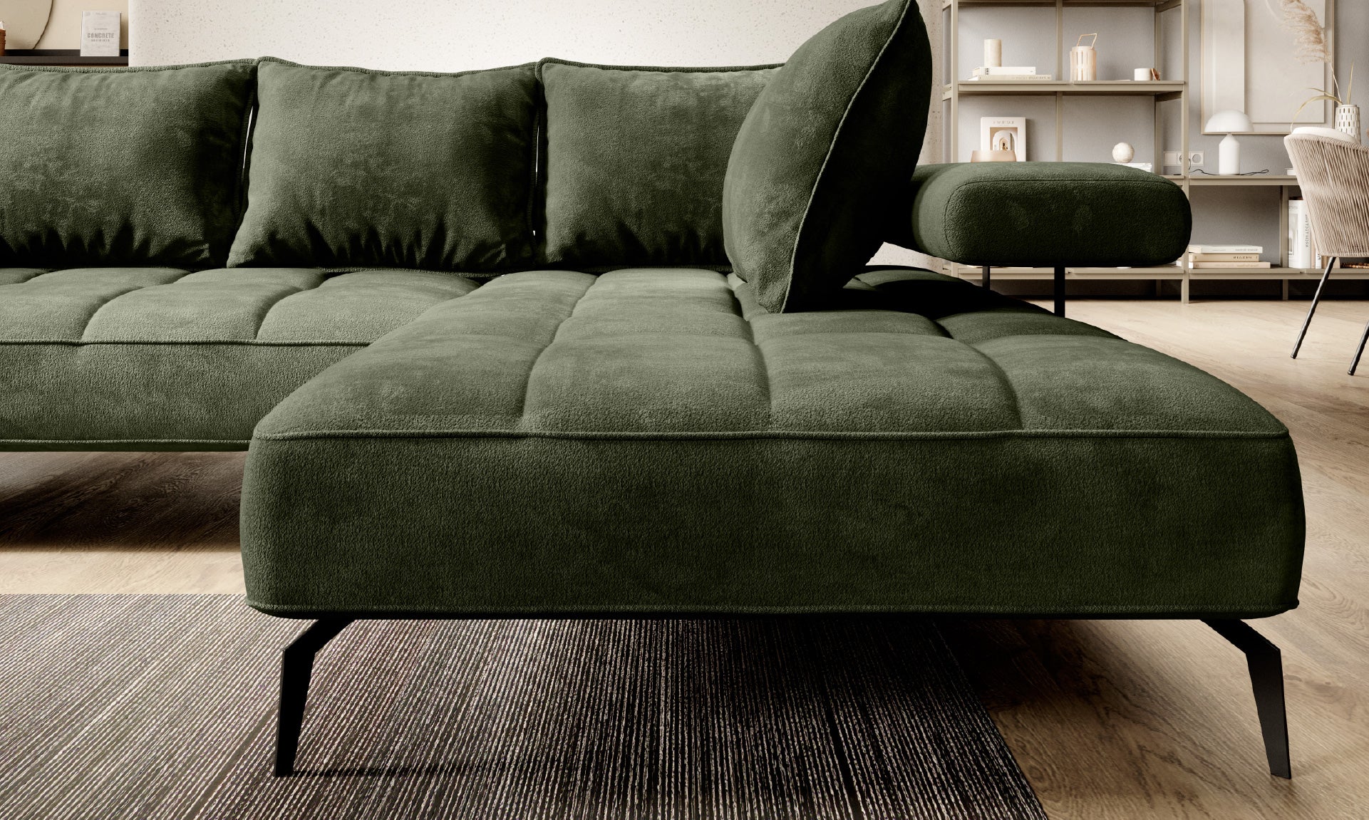 Canapé d’angle – Confort haut de gamme avec assise extensible, disponible en tailles S, L et XL
