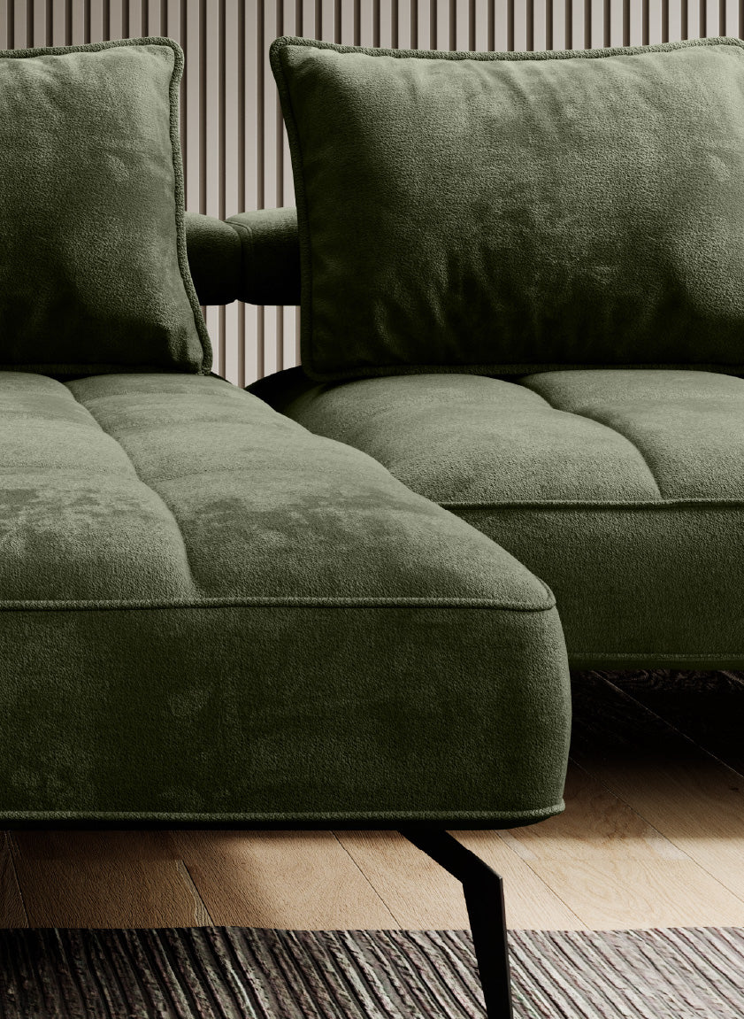 Canapé d’angle – Confort haut de gamme avec assise extensible, disponible en tailles S, L et XL