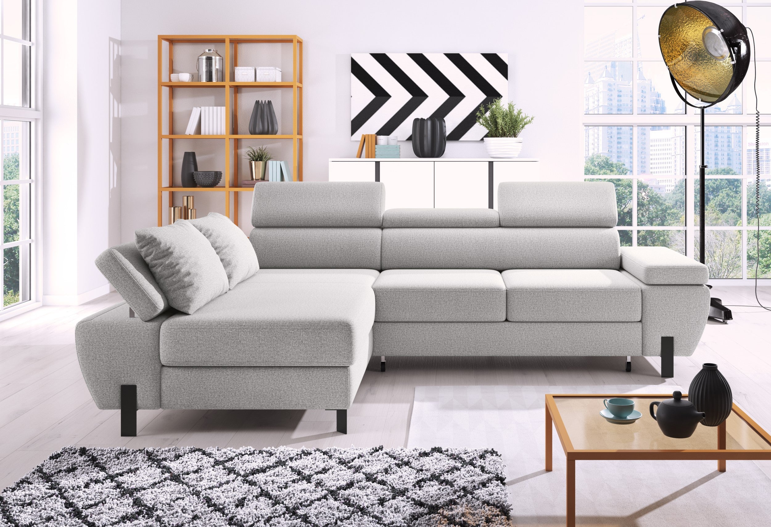 Canapé d’angle – Design moderne, convertible avec rangement, disponible en format Mini ou L