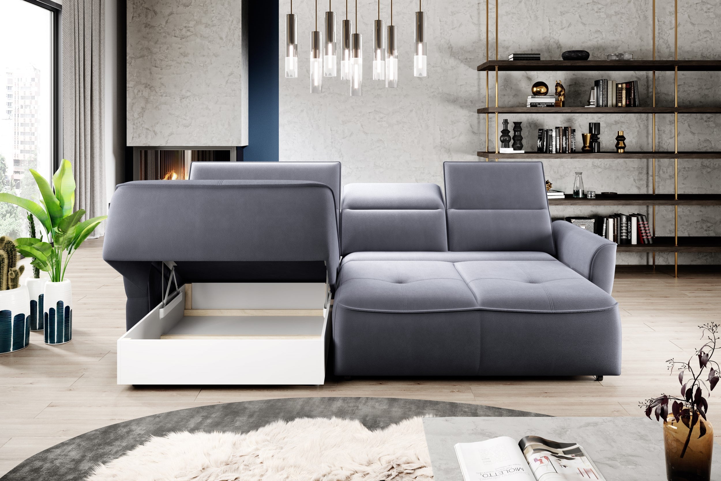 Canapé d'Angle Convertible - Design Moderne, Confort Optimal, Disponible en 3 Tailles | Canapé Réversible avec Coffre de Rangement