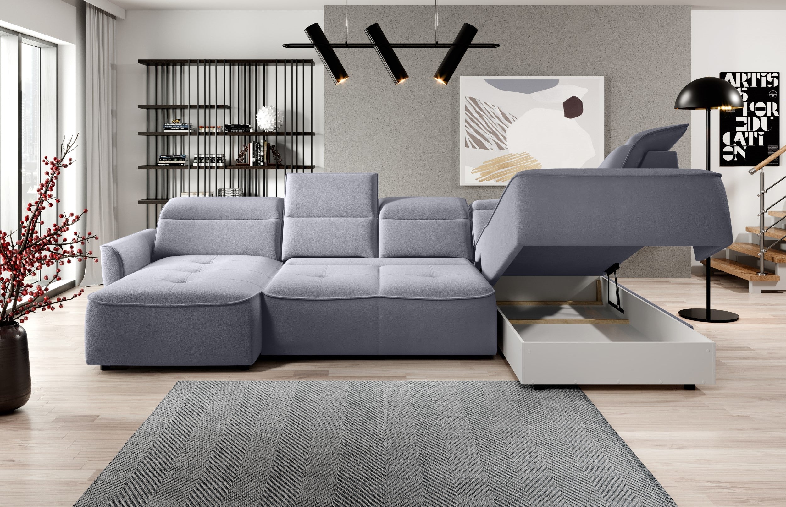 Canapé d'Angle Convertible - Design Moderne, Confort Optimal, Disponible en 3 Tailles | Canapé Réversible avec Coffre de Rangement