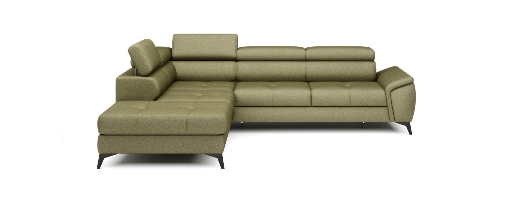 Canapé d’angle en cuir naturel avec couchage et rangement – Élégance & confort haut de gamme