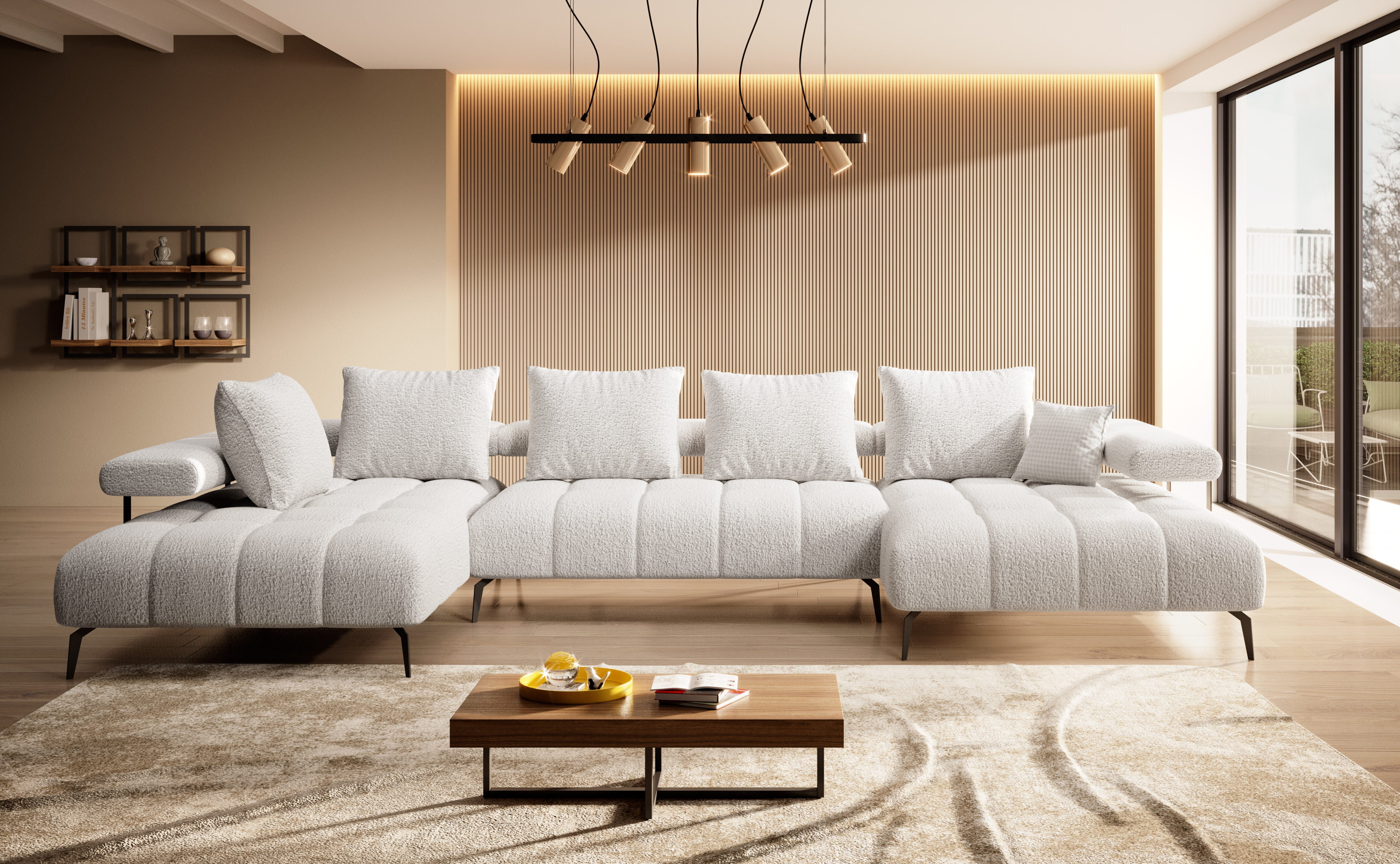 Canapé d’angle moderne avec réglage électrique de la profondeur d’assise