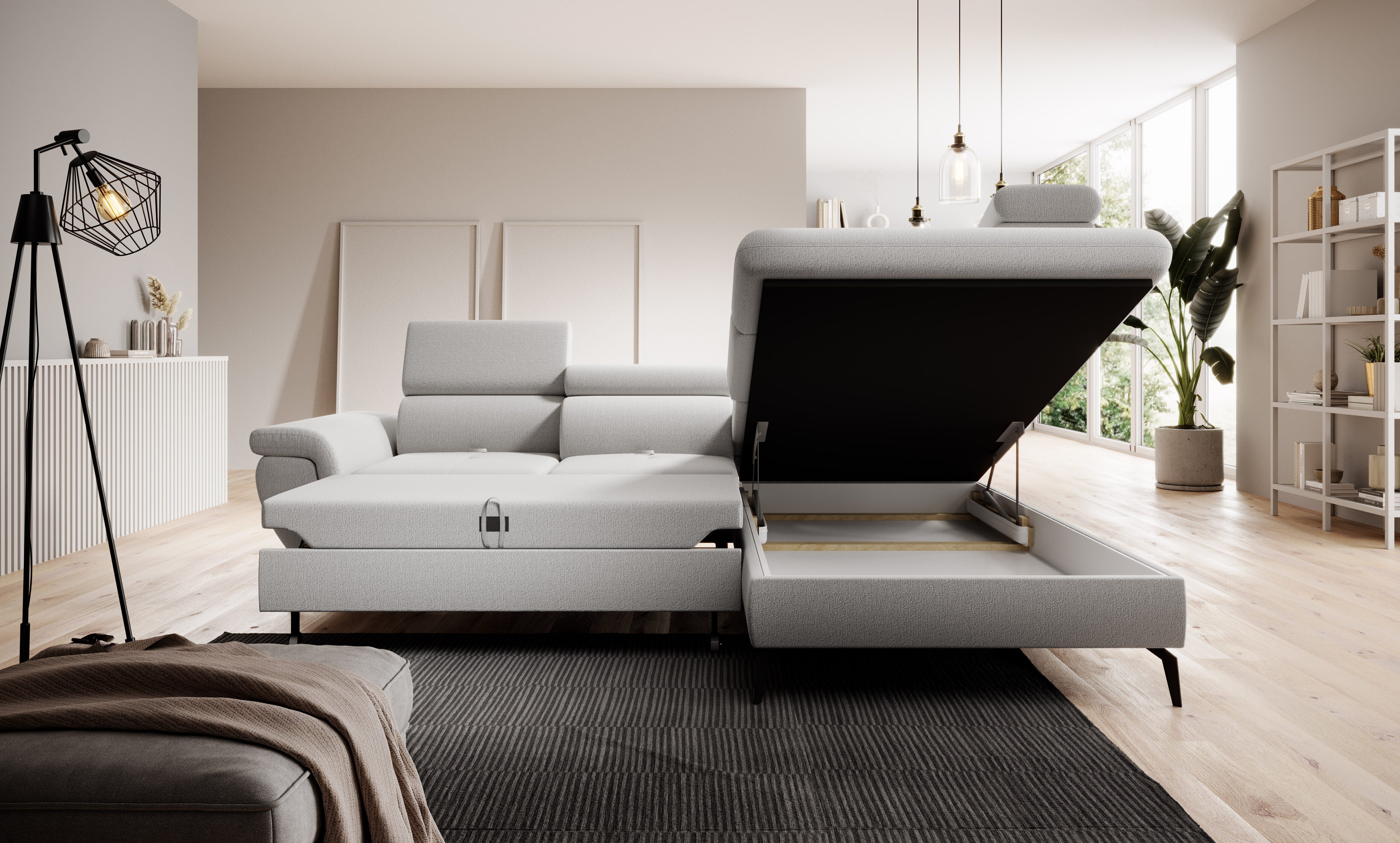 Canapé d’angle L – Design contemporain, convertible avec coffre de rangement et confort personnalisé