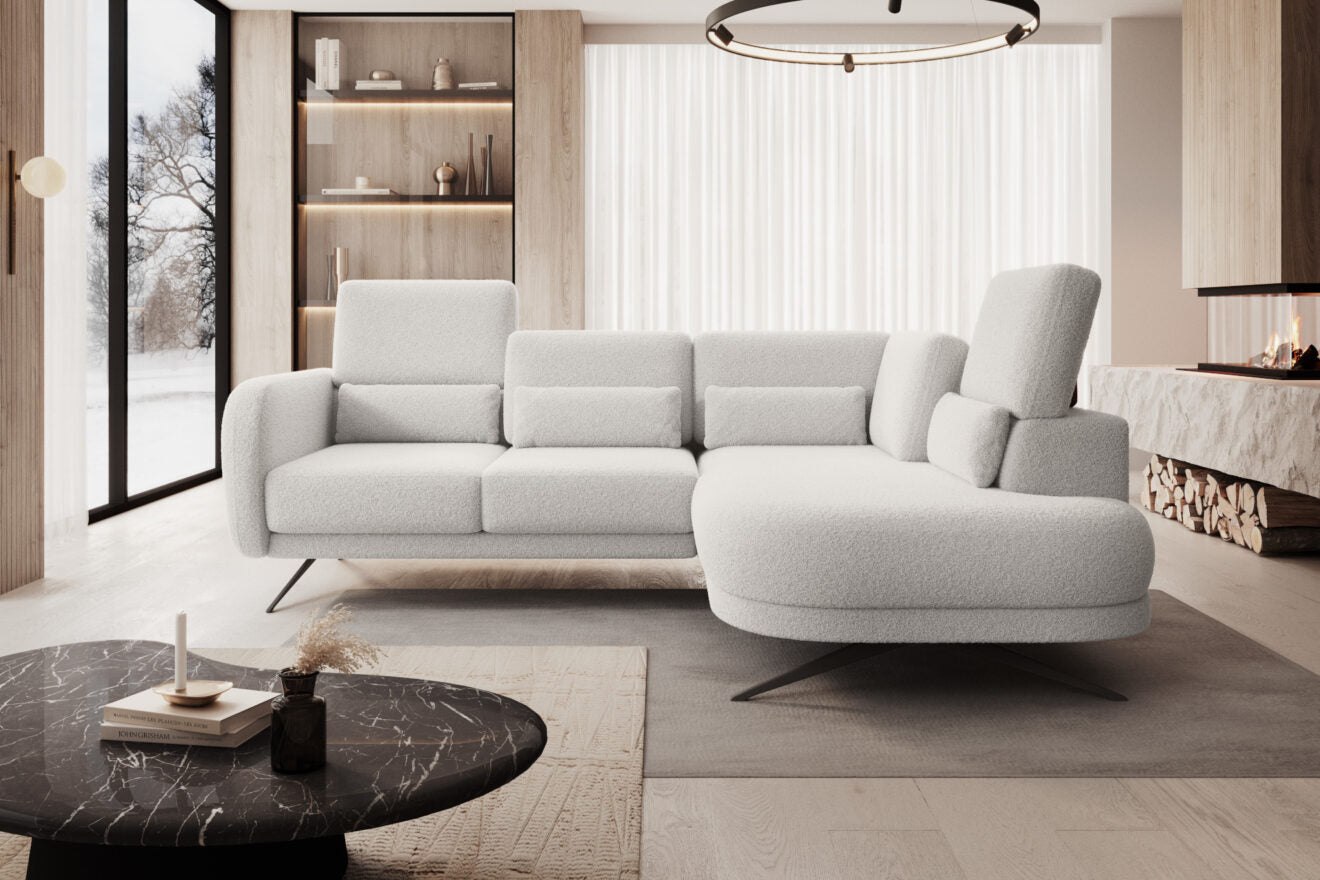 Canapé moderne avec profondeur d’assise réglable et appui-tête coulissant