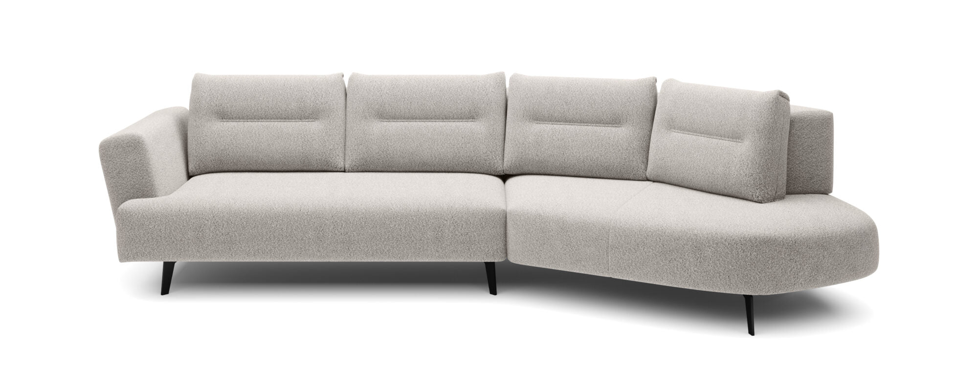 Canapé d'angle moderne avec extension électrique, fonction relax et suspension à ressorts en zigzag