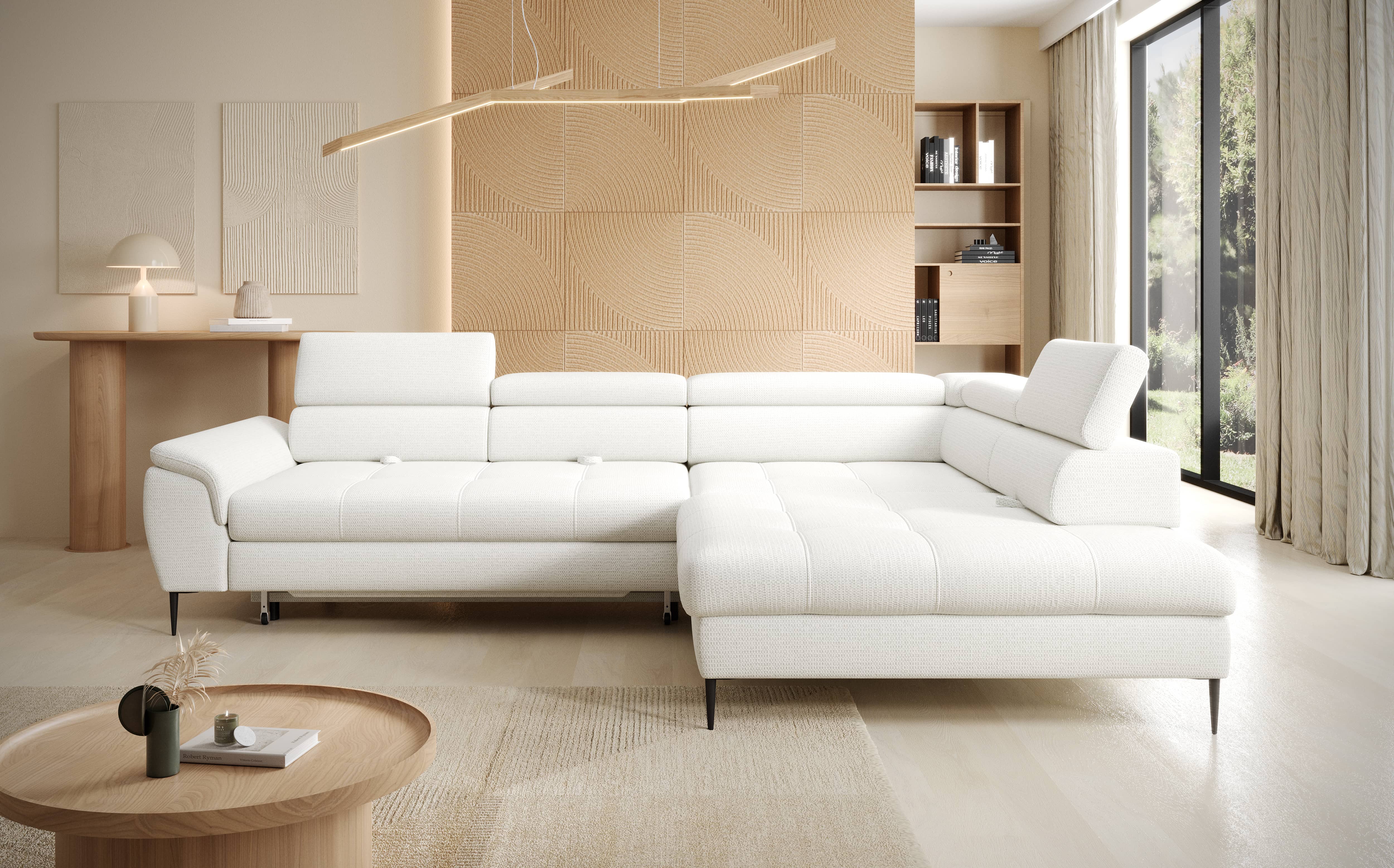 Canapé d’angle spacieux avec couchage et rangement intégré
