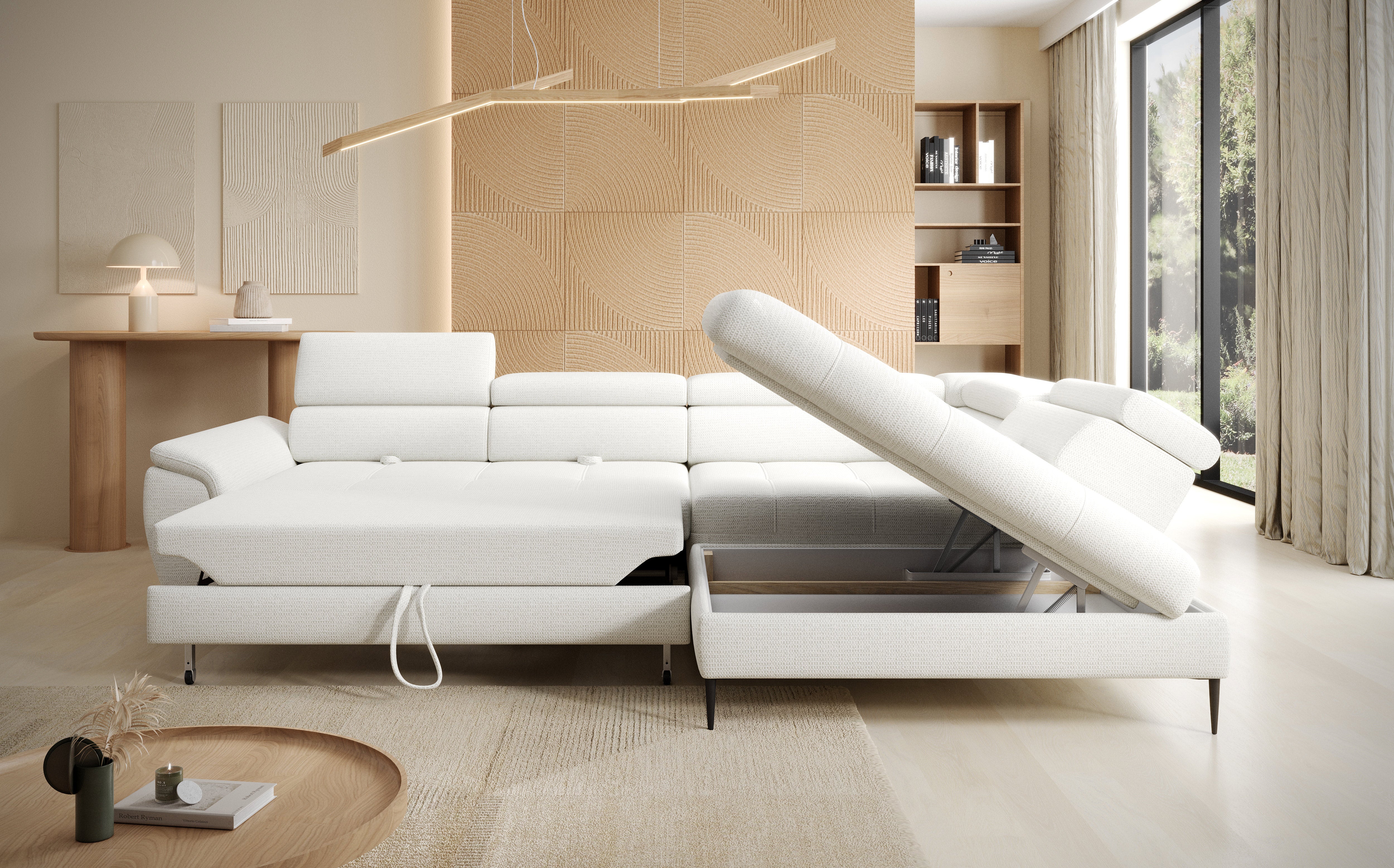 Canapé d’angle spacieux avec couchage et rangement intégré