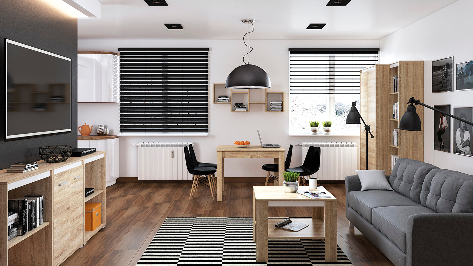 Vitrine Colonne avec Verre Trempé – Éclairage Optionnel – Design Sonoma Clair, Blanc et Anthracite
