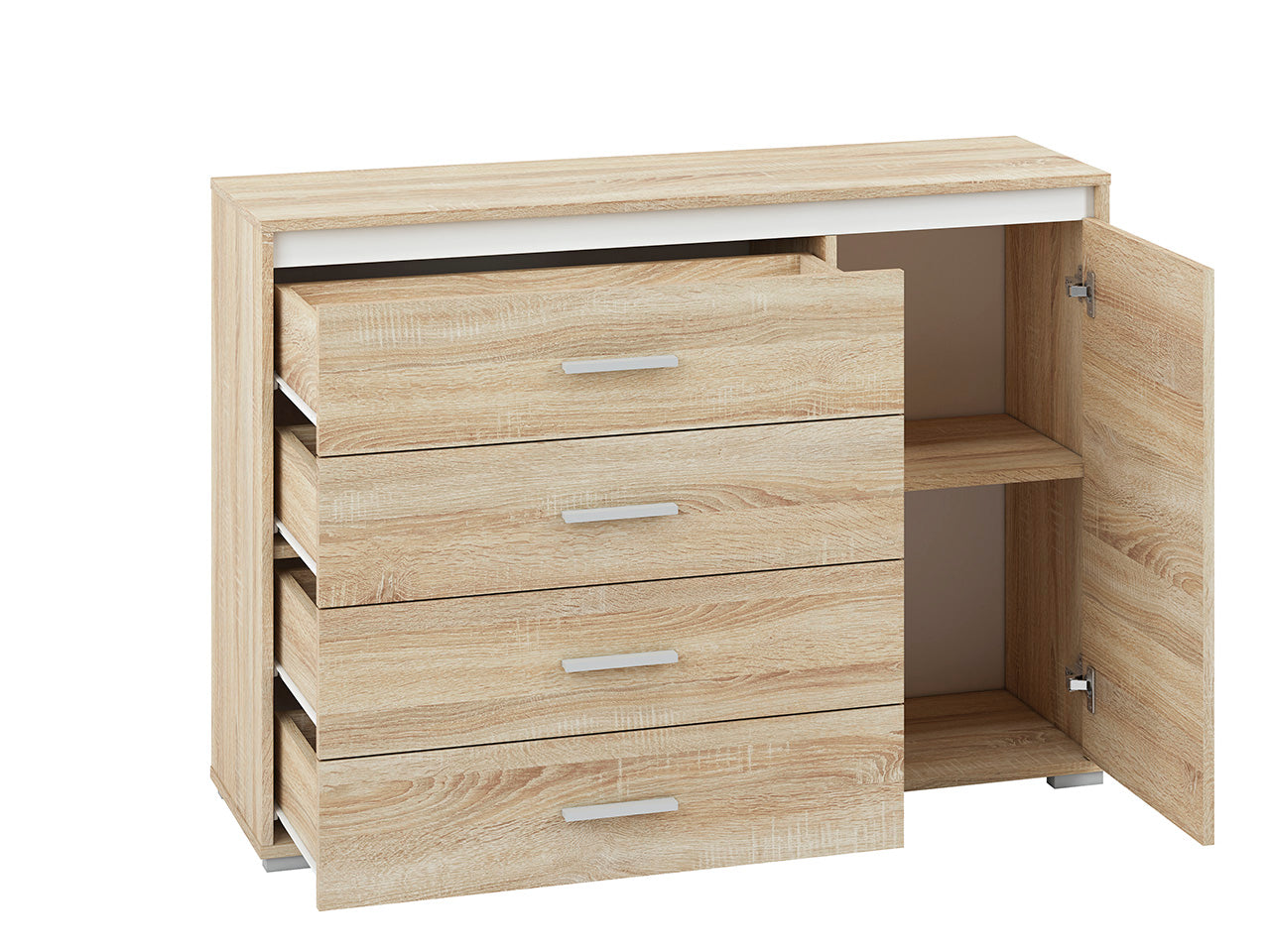 Buffet Moderne en Lumière de Sonoma avec Bordure ABS - Design Élégant et Fonctionnel