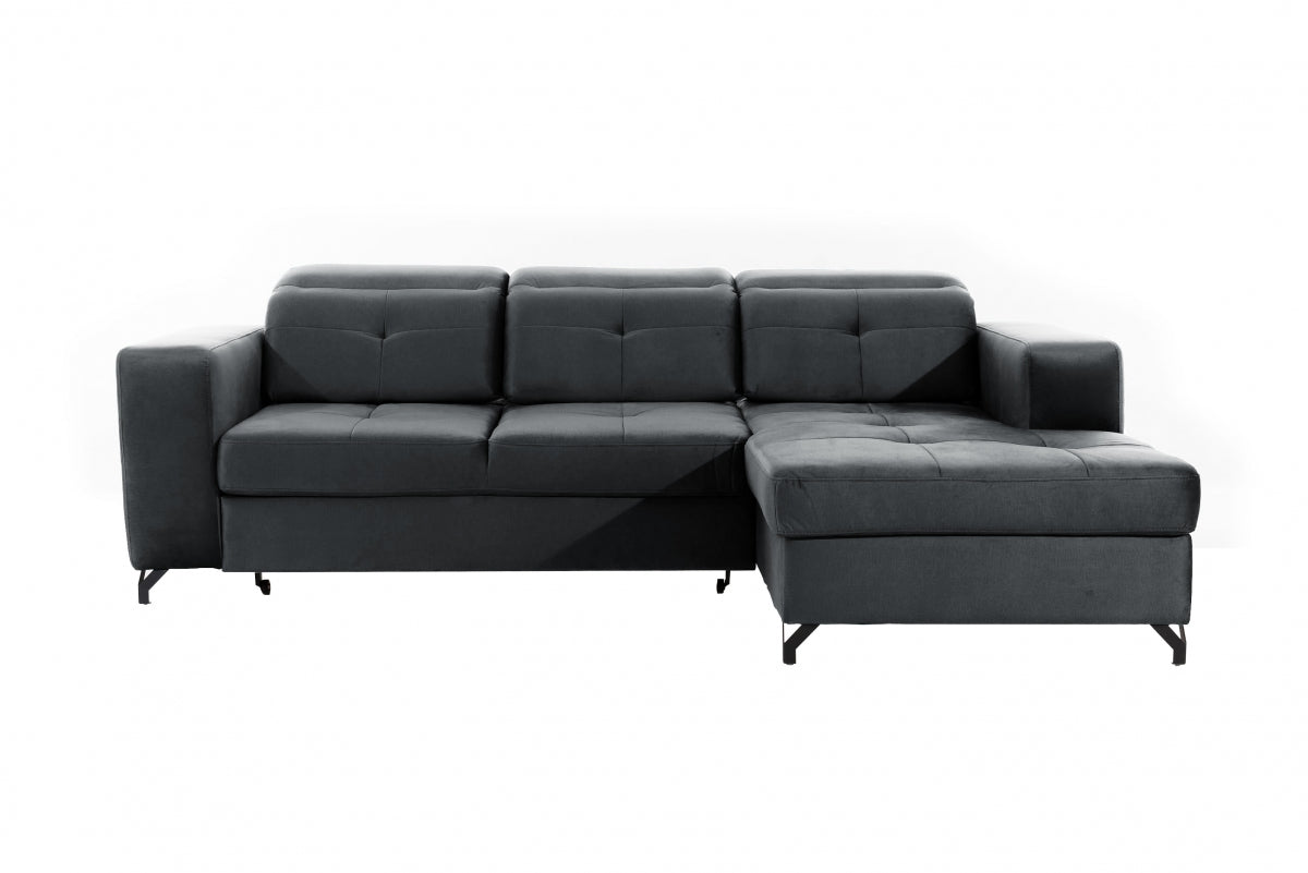 Canapé d'angle convertible en velours avec fonction couchage – Élégance et confort avec un design pratique