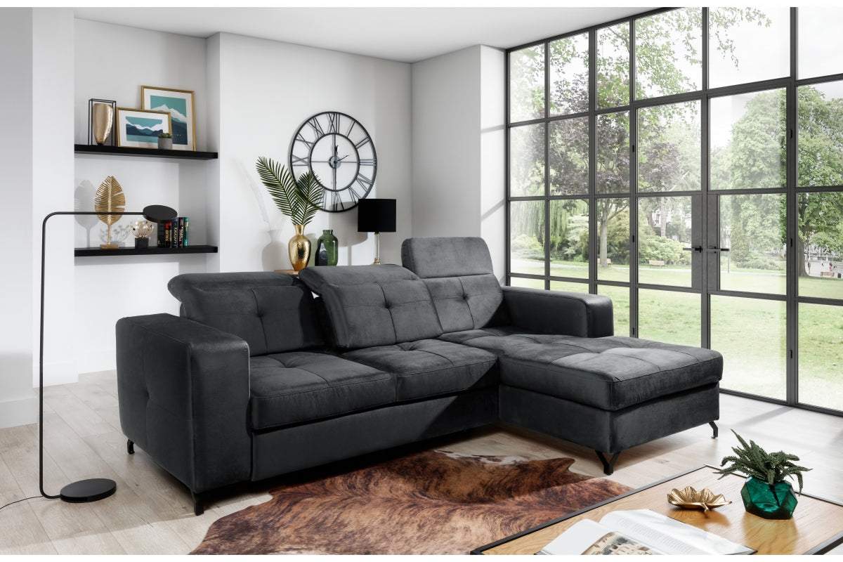 Canapé d'angle convertible en velours avec fonction couchage – Élégance et confort avec un design pratique