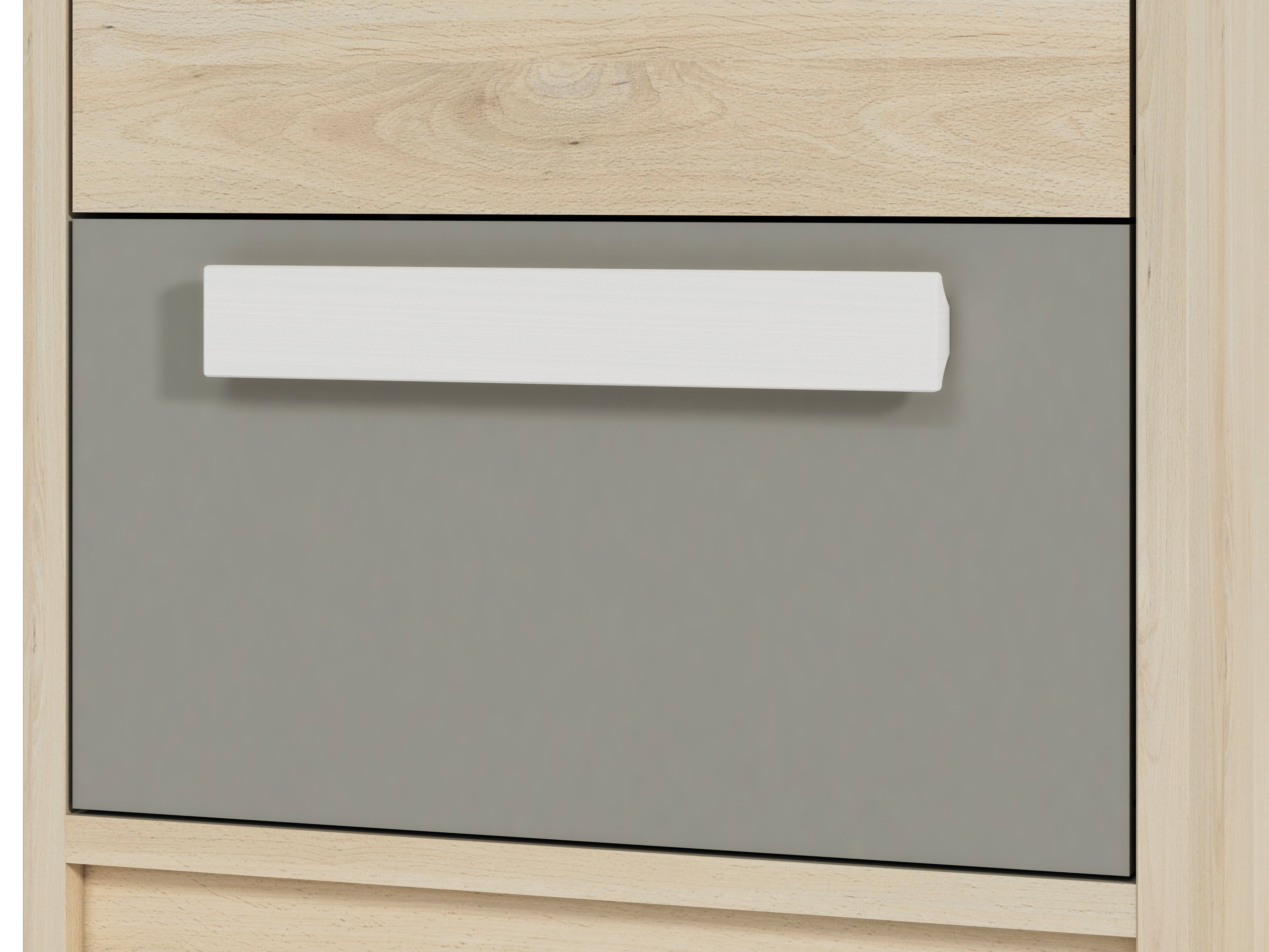 Chiffonnier d'Angle Moderne Hêtre Fjord + Blanc | Rangement Fonctionnel avec Tiroirs Renforcés | Design Contemporain et Résistant