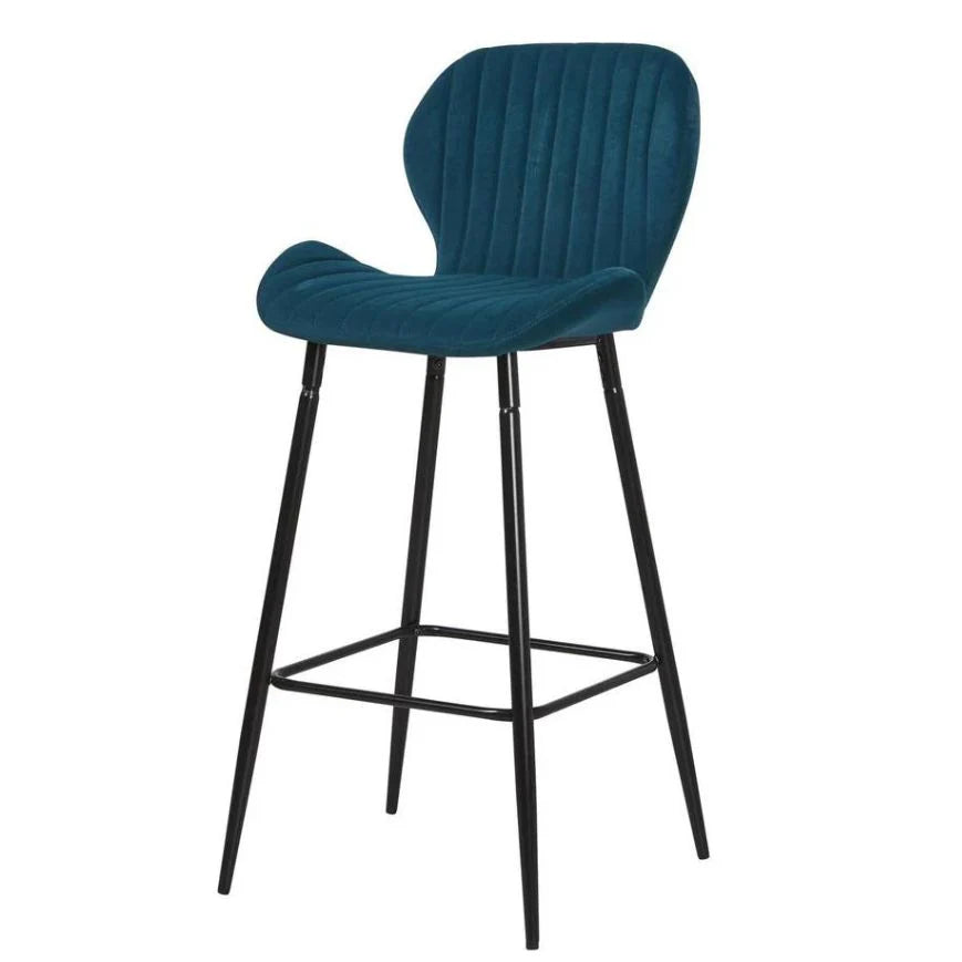 Lot de 4 Chaises de Bar  – Tissu Premium & Piètement Noir | Design Moderne pour Cuisine & Comptoir