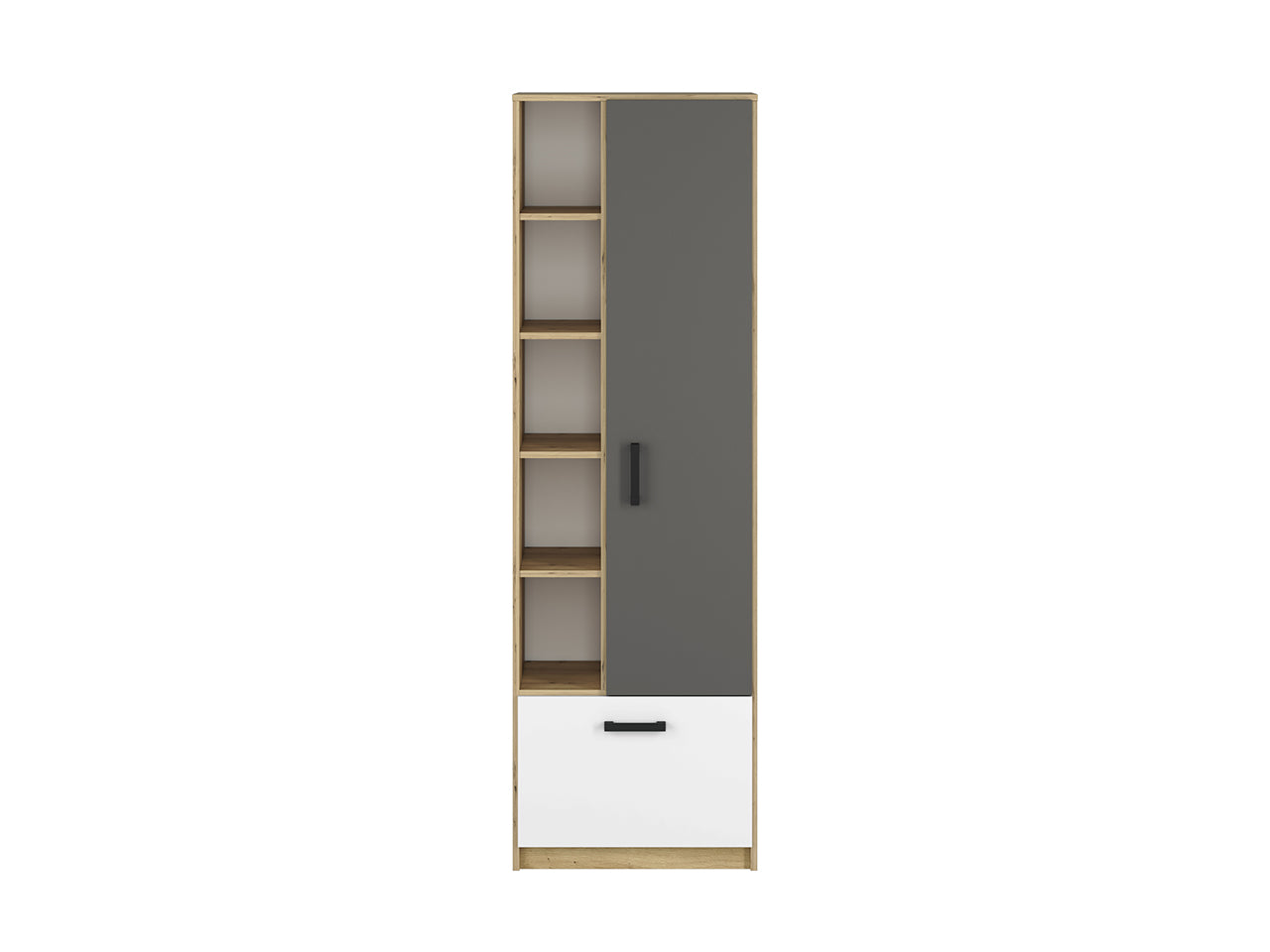 Armoire Moderne en Chêne Artisan et MDF Blanc + Anthracite avec Bordure ABS - Résistante à l'Humidité et aux Rayures