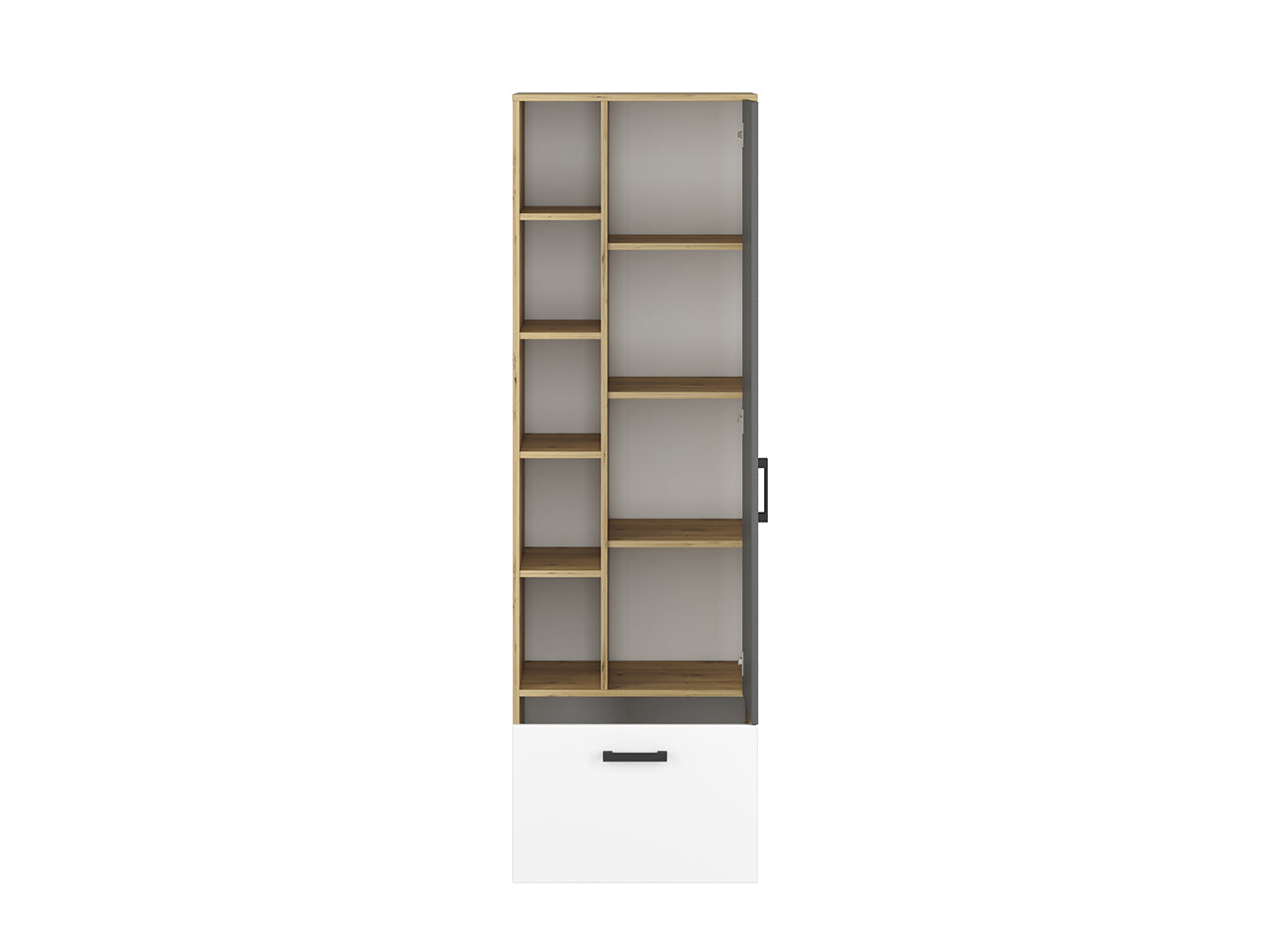 Armoire Moderne en Chêne Artisan et MDF Blanc + Anthracite avec Bordure ABS - Résistante à l'Humidité et aux Rayures