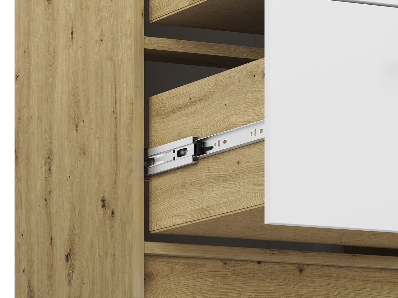 Buffet Moderne en Chêne Artisan et MDF Blanc + Anthracite avec Bordures ABS