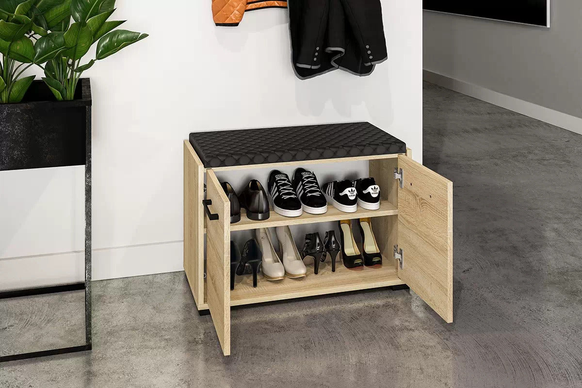 Meuble à Chaussures 2 Portes – Bois Clair Sonoma –  Compact, Résistant & Élégant