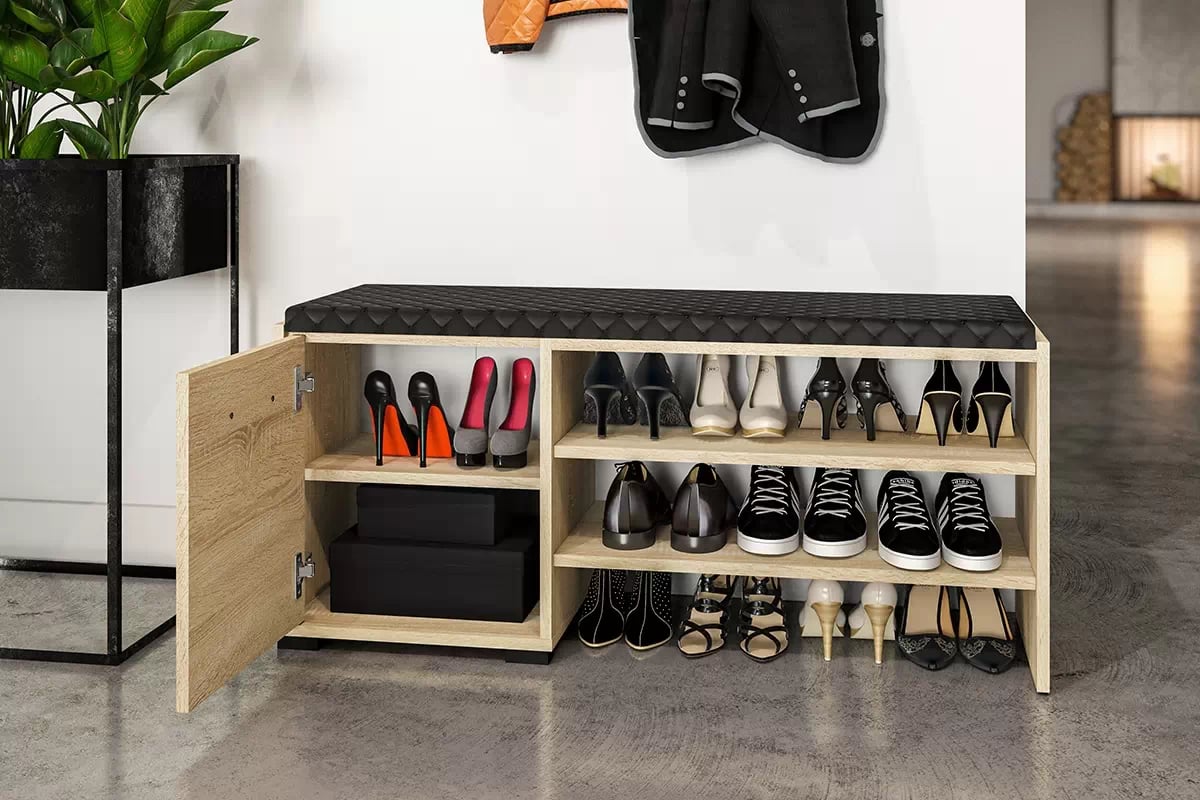 Meuble à Chaussures 105 cm Bois Clair Sonoma | Grand Rangement & Finition Résistante