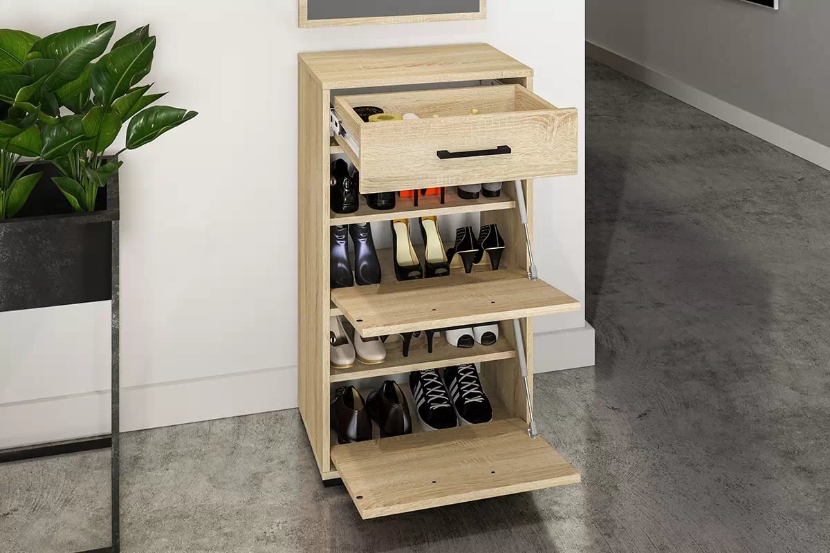 Meuble à Chaussures en Finition Chêne Clair – Structure Robuste, Design Compact et Élégant