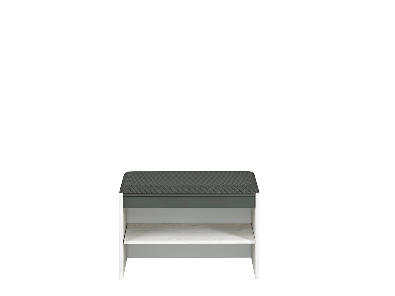Meuble à Chaussures avec Assise – Finition Pin des Neiges & Anthracite, Siège Gris