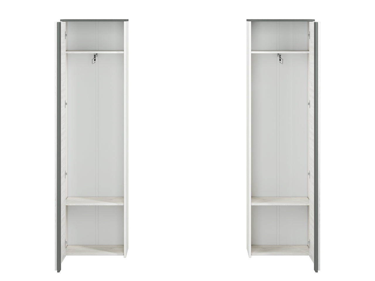 Garde-Robe Haute – 1 Portes, Pin des Neiges & Anthracite, Rangement Compact et Élégant