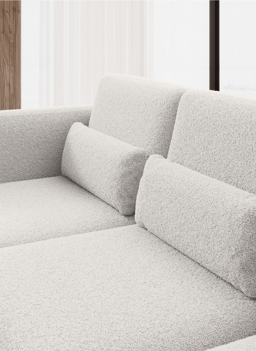 Canapé moderne avec profondeur d’assise réglable et appui-tête coulissant
