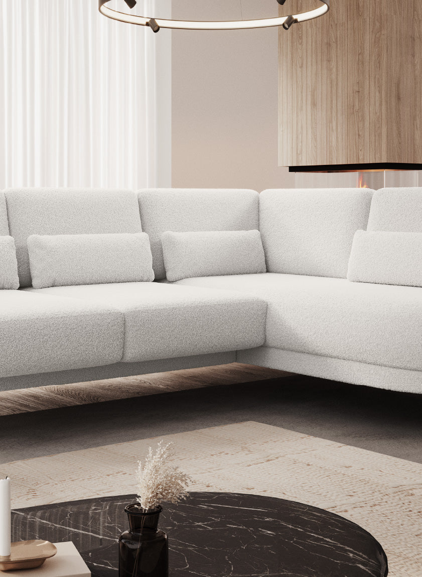 Canapé moderne avec profondeur d’assise réglable et appui-tête coulissant