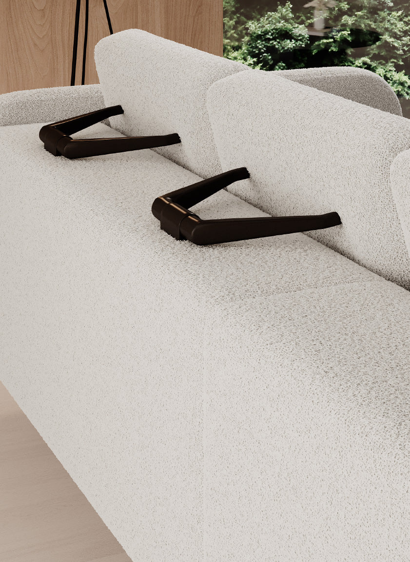 Canapé moderne avec profondeur d’assise réglable et appui-tête coulissant
