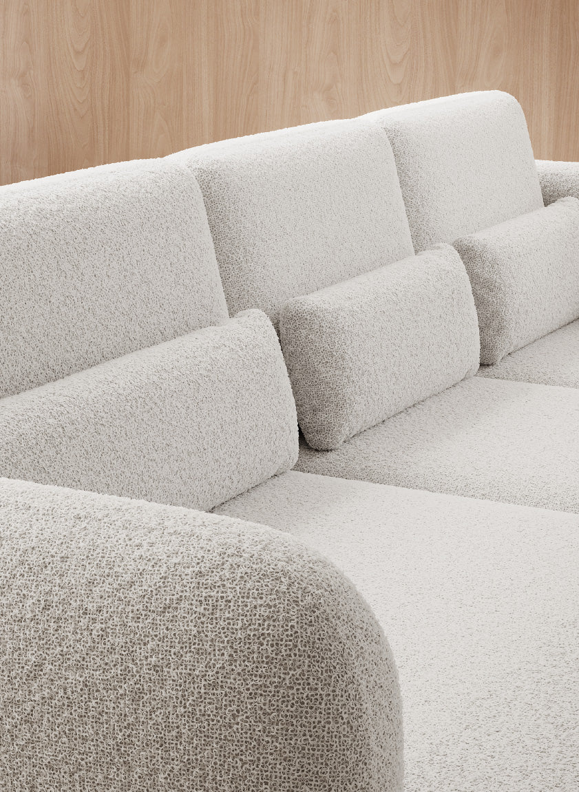Canapé moderne avec profondeur d’assise réglable et appui-tête coulissant