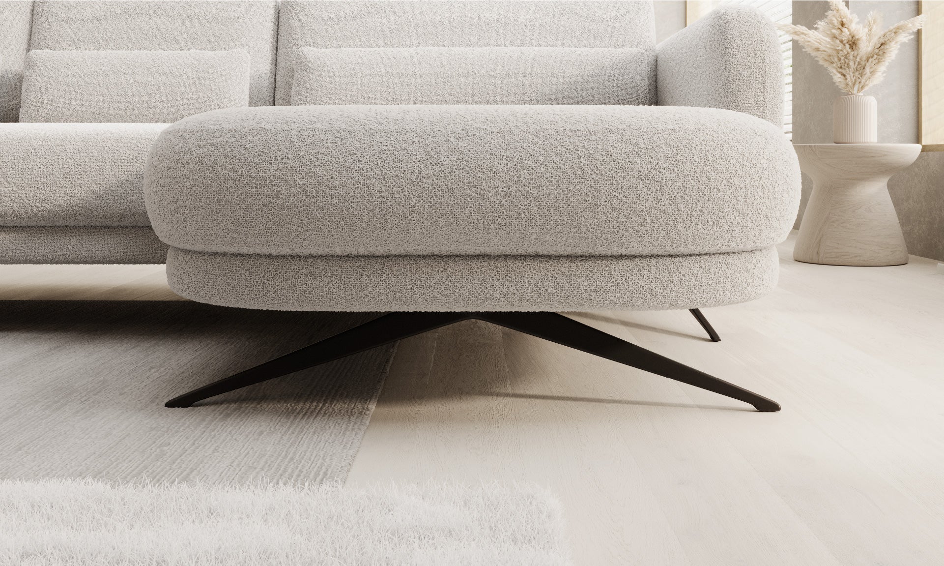 Canapé moderne avec profondeur d’assise réglable et appui-tête coulissant